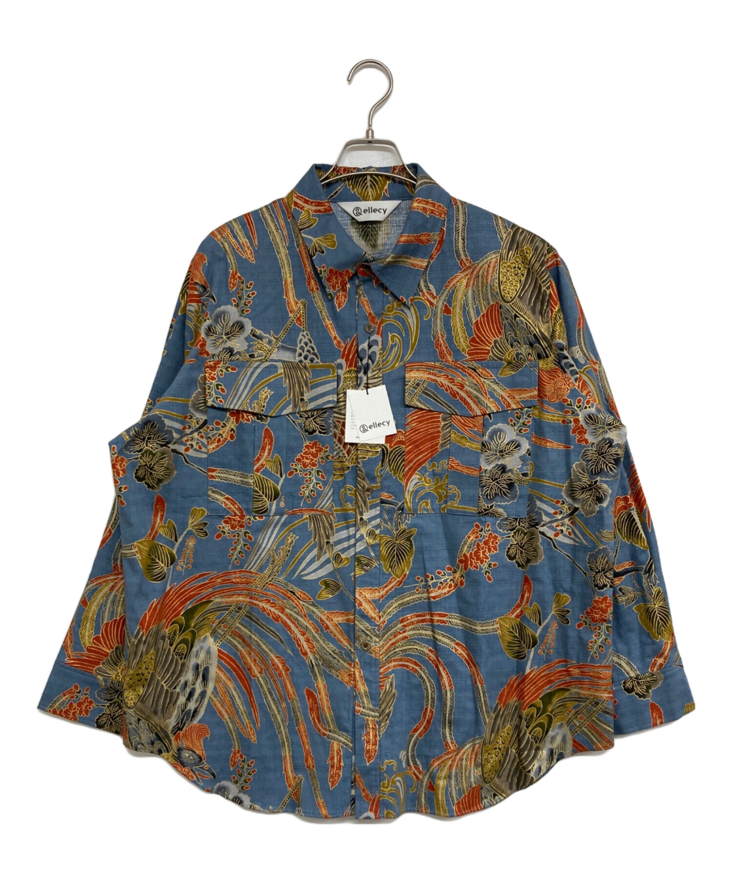 中古・古着通販】&ellecy (アンドエルシー) 和柄シャツ ブルー サイズ