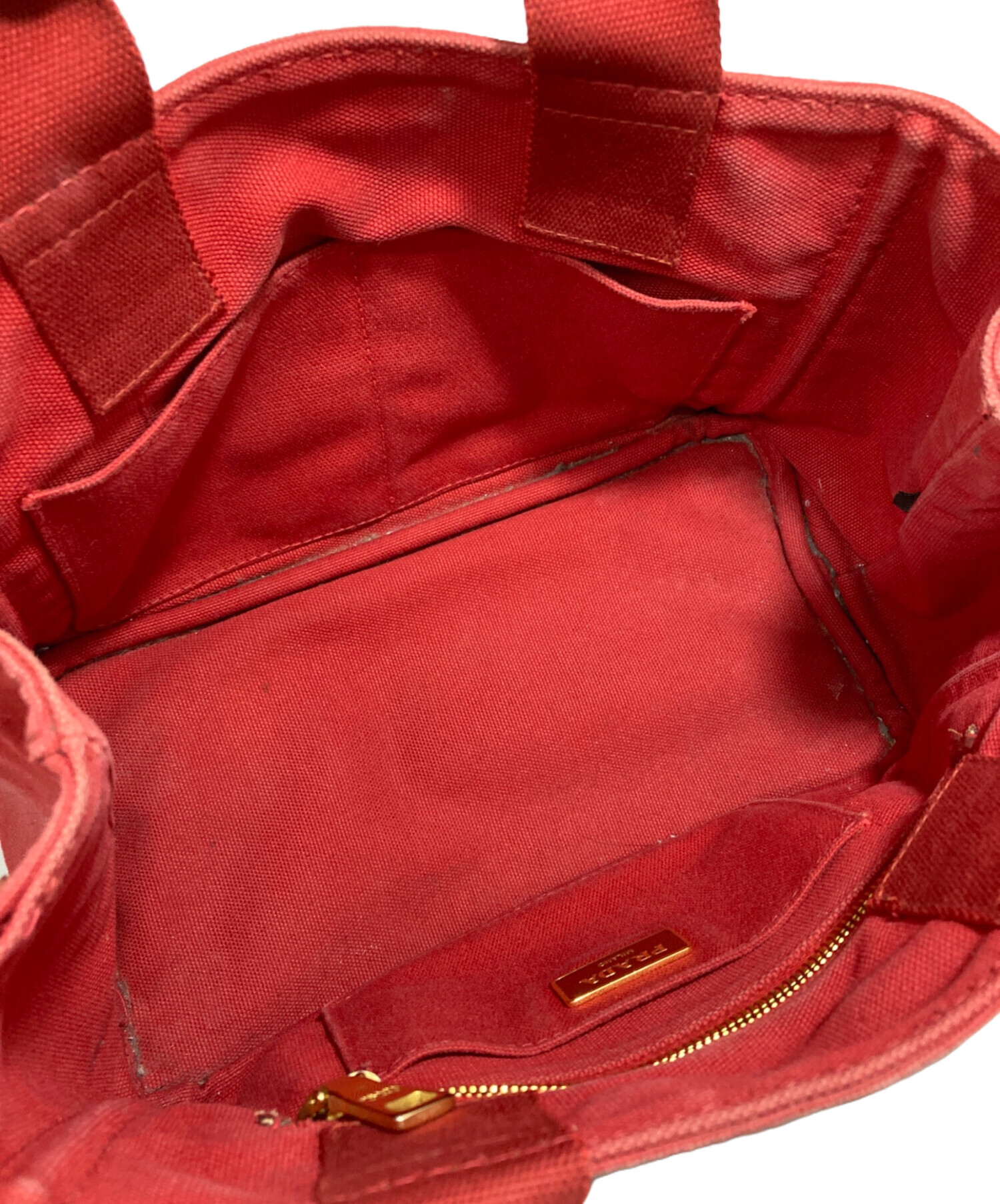 中古・古着通販】PRADA (プラダ) カナパミニハンドバッグ レッド 