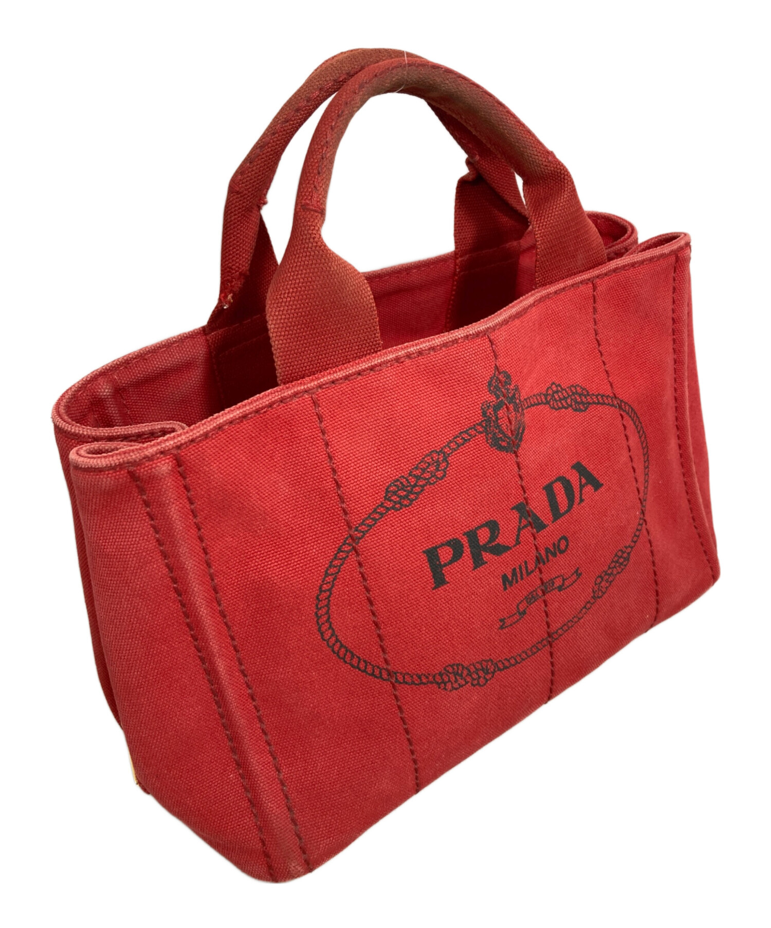 中古・古着通販】PRADA (プラダ) カナパミニハンドバッグ レッド 