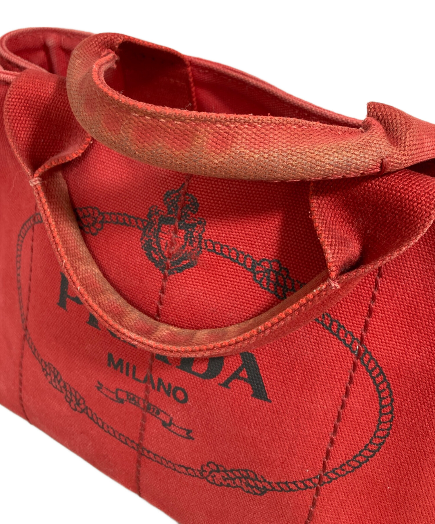中古・古着通販】PRADA (プラダ) カナパミニハンドバッグ レッド 