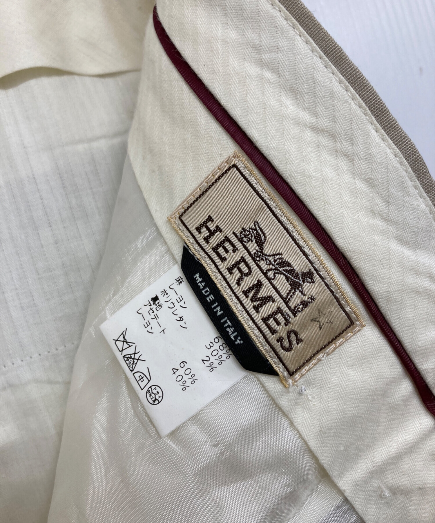 中古・古着通販】HERMES (エルメス) スラックス ベージュ サイズ:52