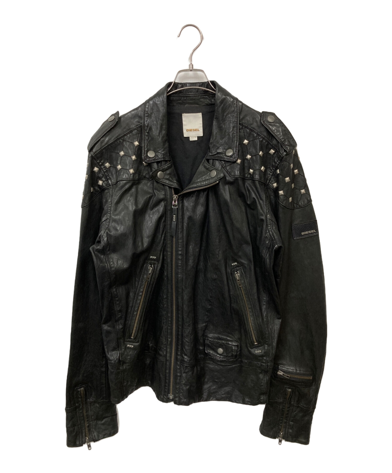 中古・古着通販】DIESEL (ディーゼル) スタッズライダースジャケット