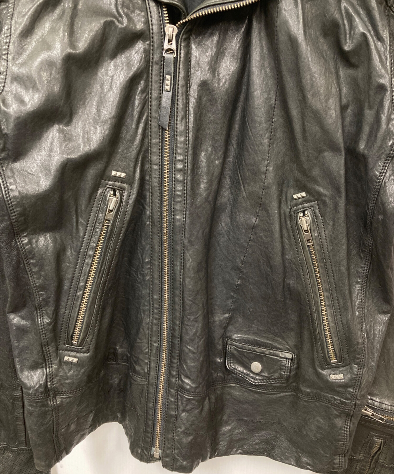 中古・古着通販】DIESEL (ディーゼル) スタッズライダースジャケット