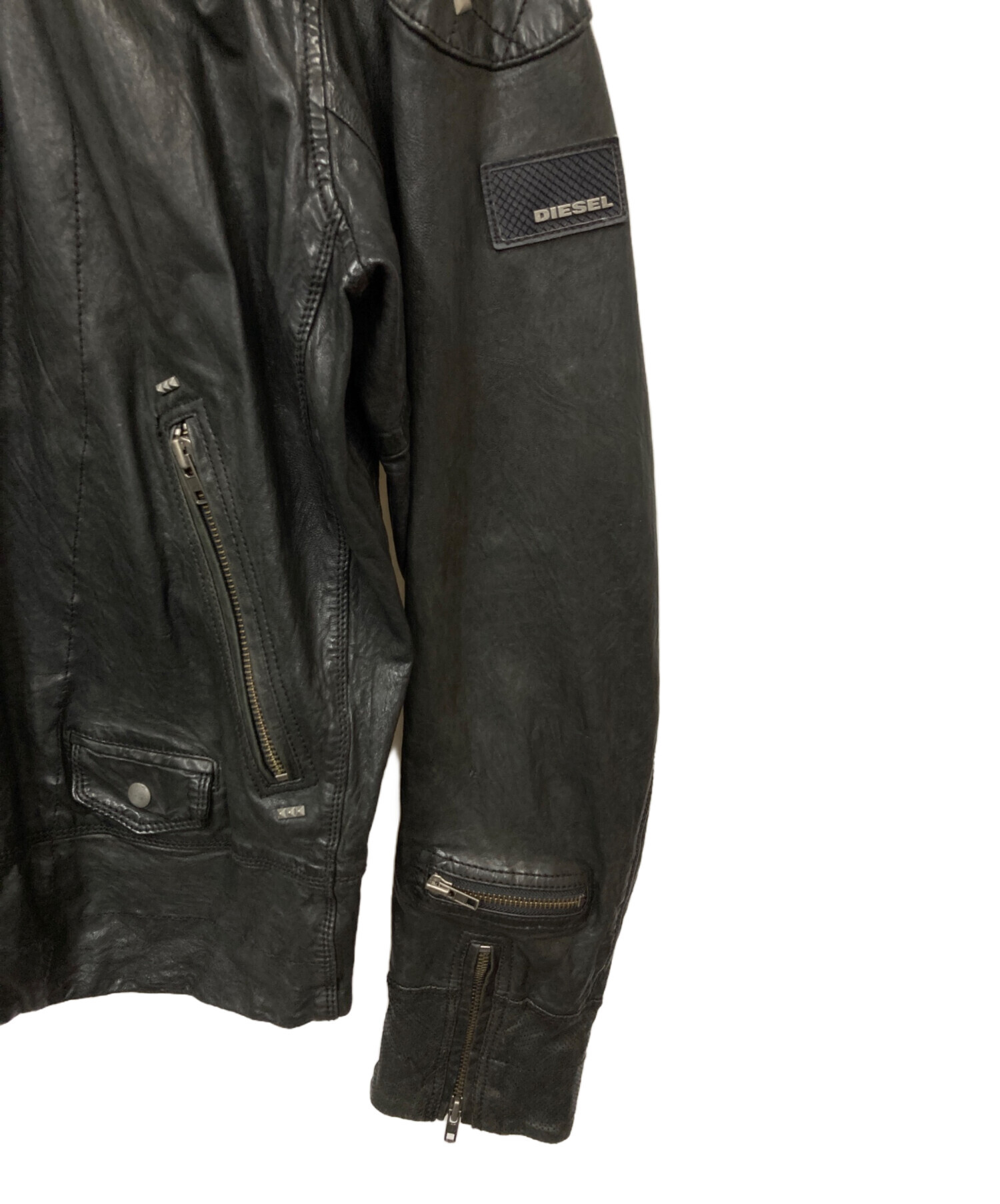 中古・古着通販】DIESEL (ディーゼル) スタッズライダースジャケット