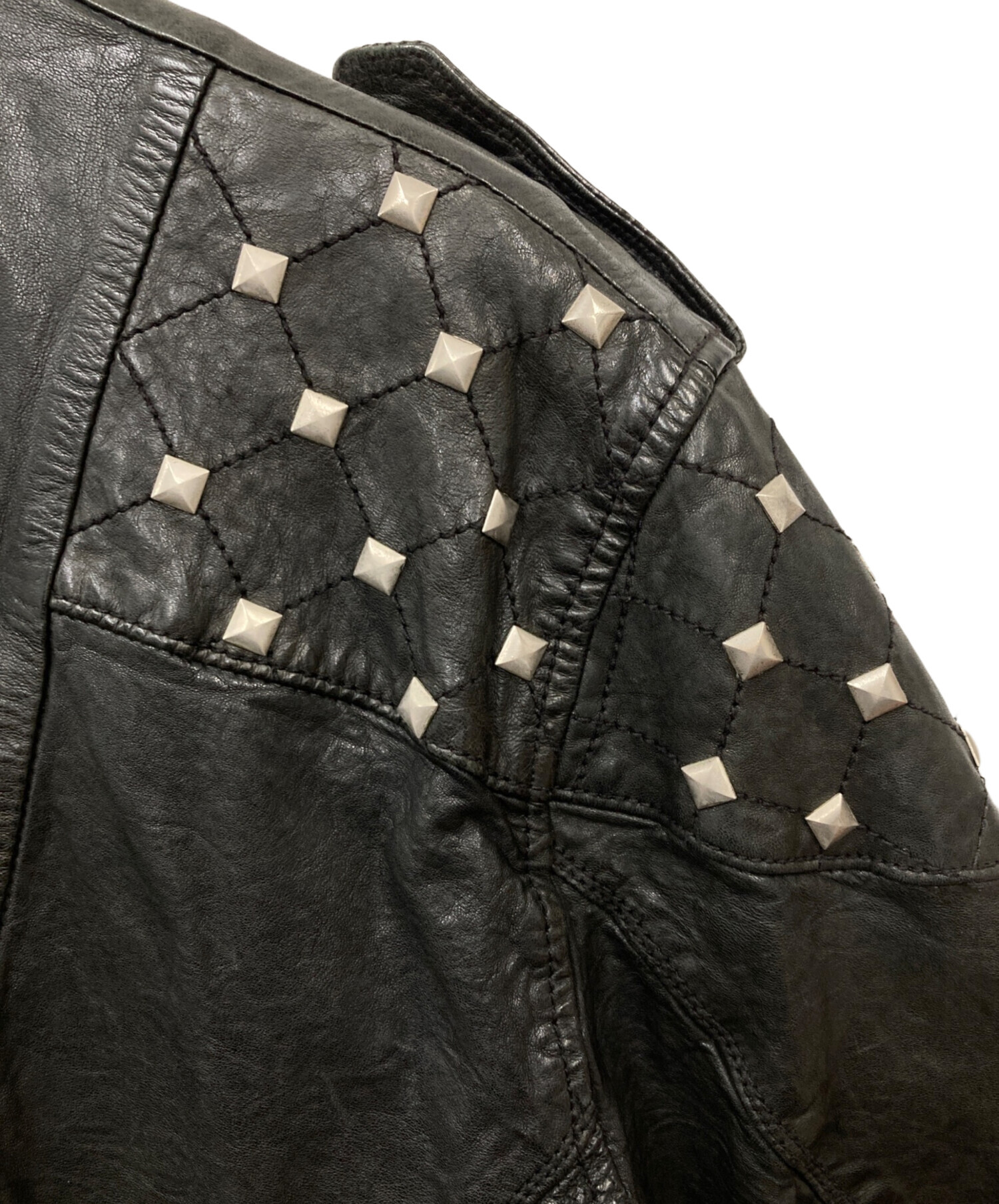 中古・古着通販】DIESEL (ディーゼル) スタッズライダースジャケット