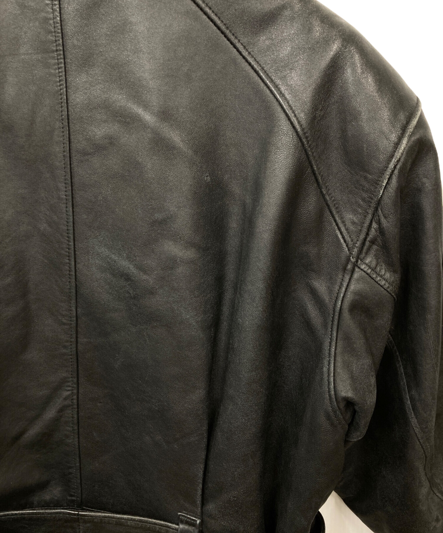 中古・古着通販】OLIVIER MASSUGER (不明) レザーコート ブラック 