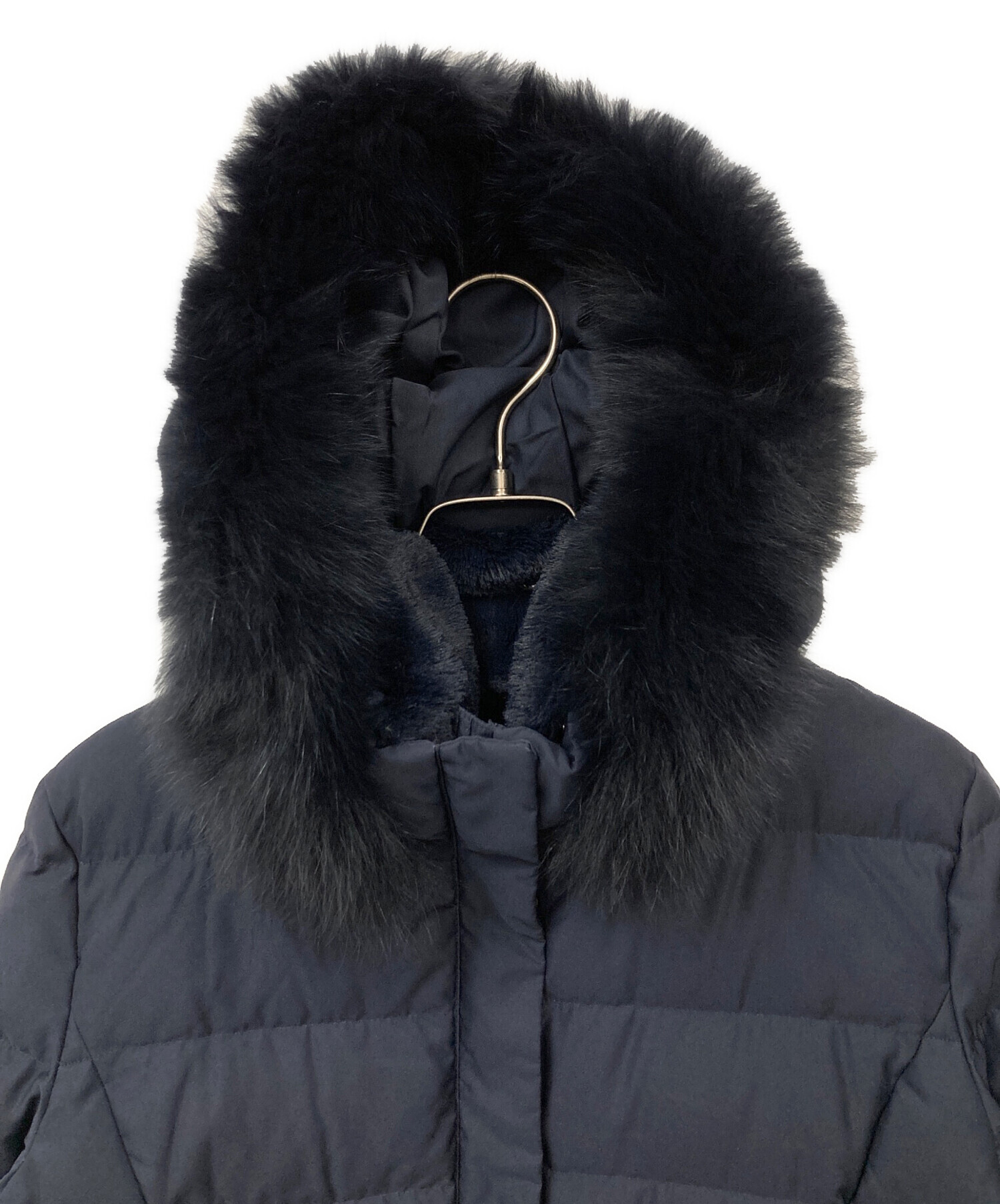 美品 インディヴィ ダウンコート 取外し可ファー付き ネイビー 36 Sサイズ 中古・古着通販】INDIVI (インディヴィ) ダウンコート ネイビー サイズ