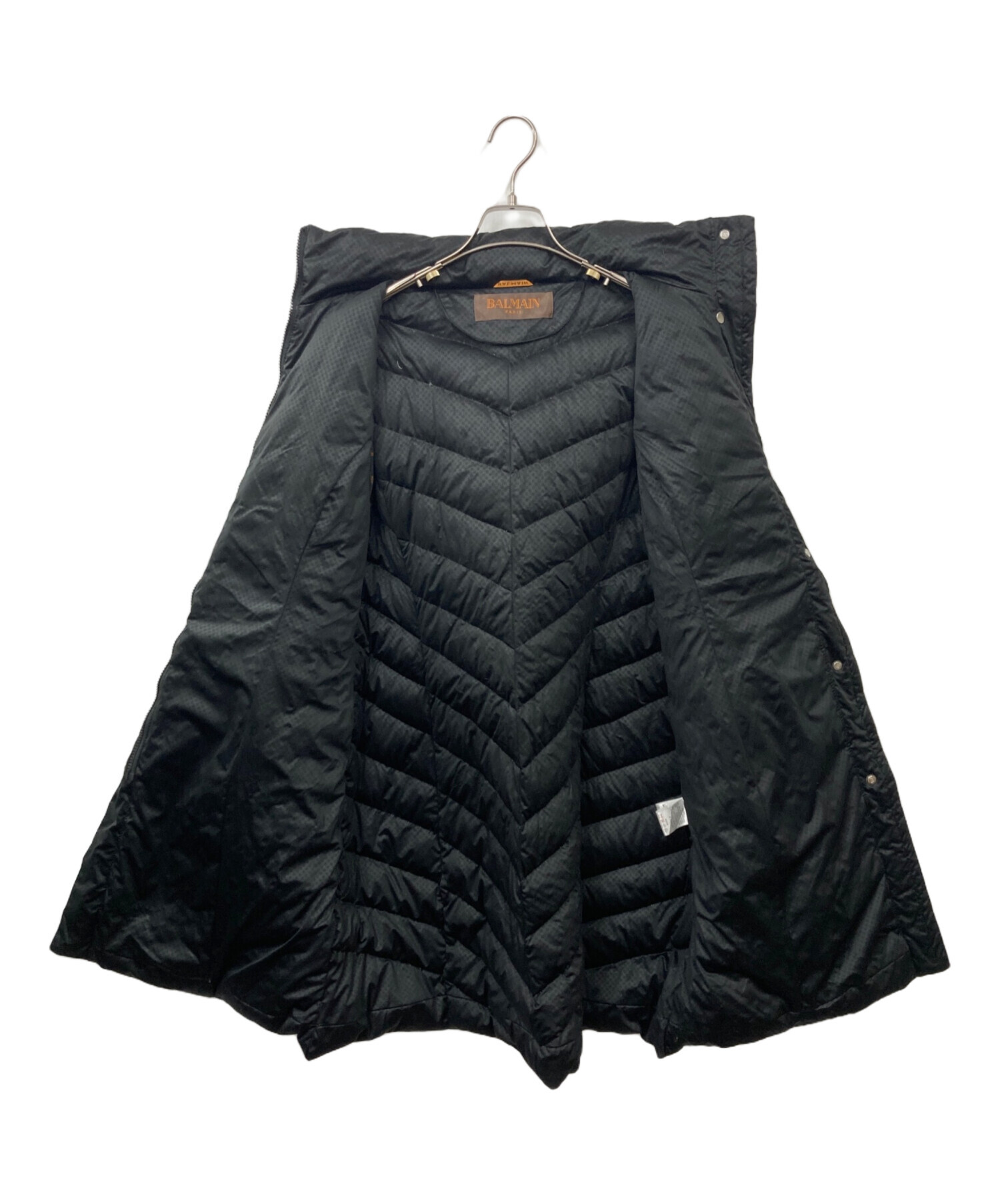 BALMAIN バルマン ダウンコート ブラック 中古・古着通販】BALMAIN (バルマン) ダウンコート ブラック サイズ:L