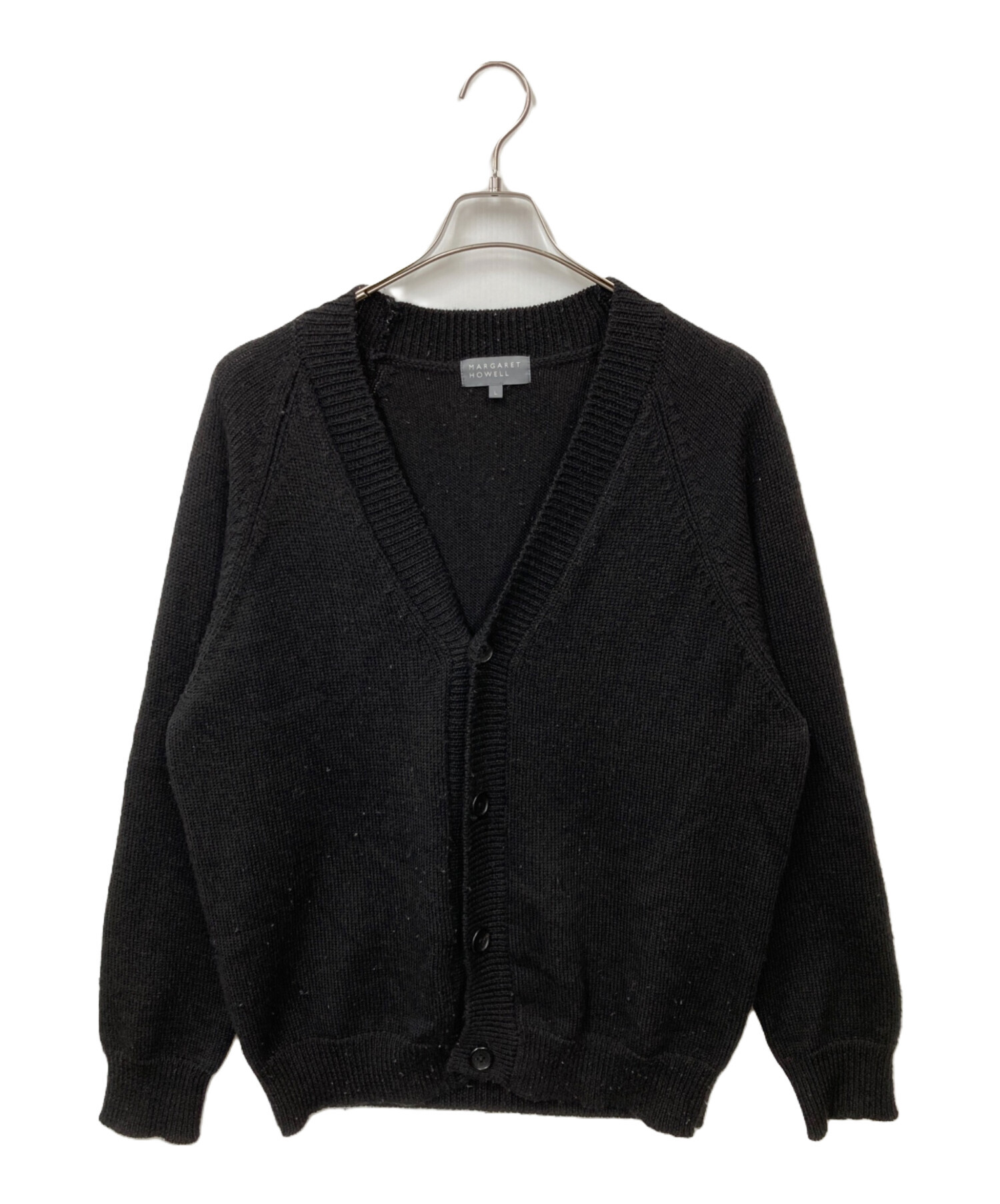 【新品】マーガレットハウエル　サイズ2 レディースMサイズ　ブラックカーディガン MARGARET HOWELL - MargaretHowell(マーガレットハウエル