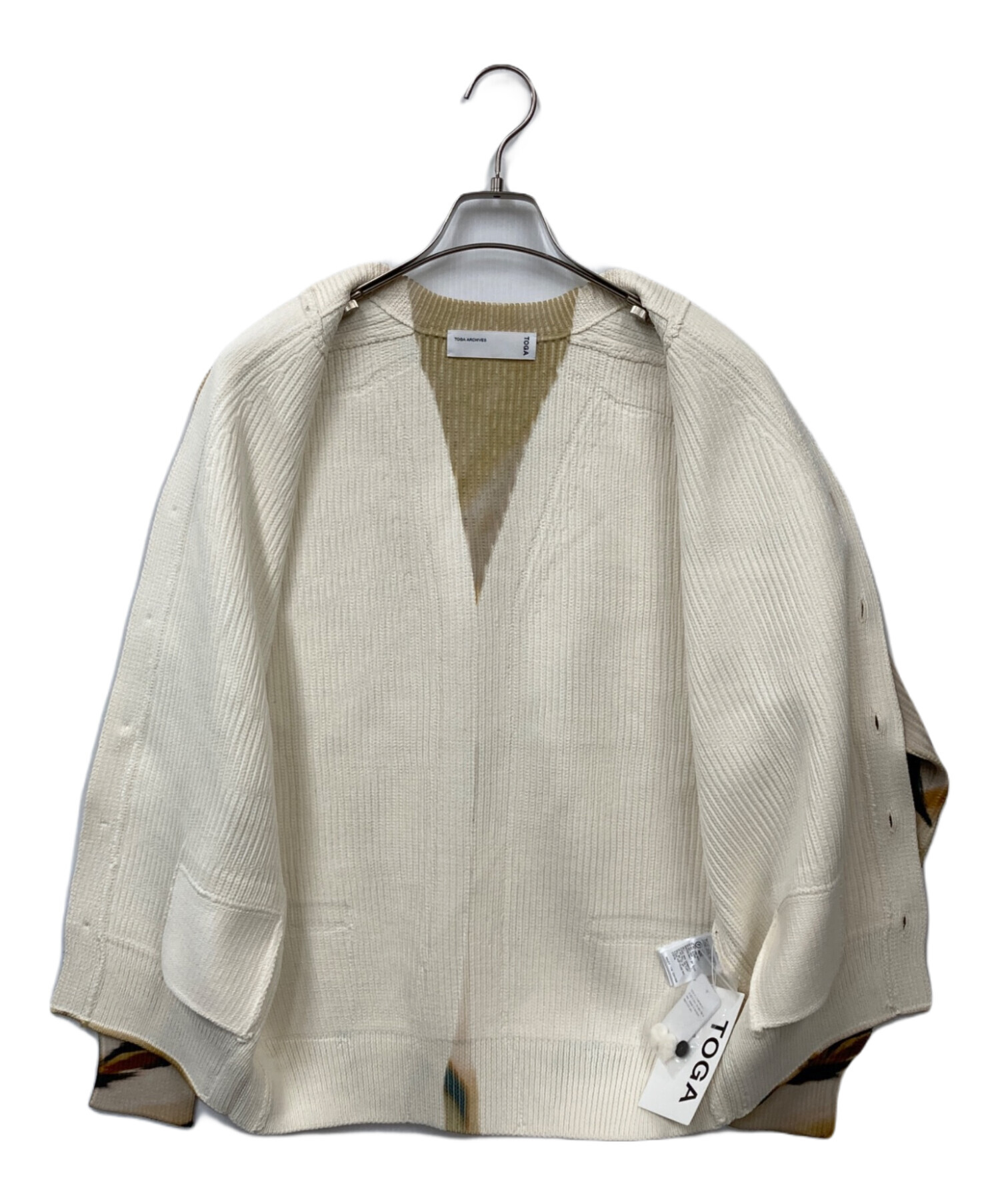 中古・古着通販】TOGA (トーガ) プリントニットカーディガン ベージュ
