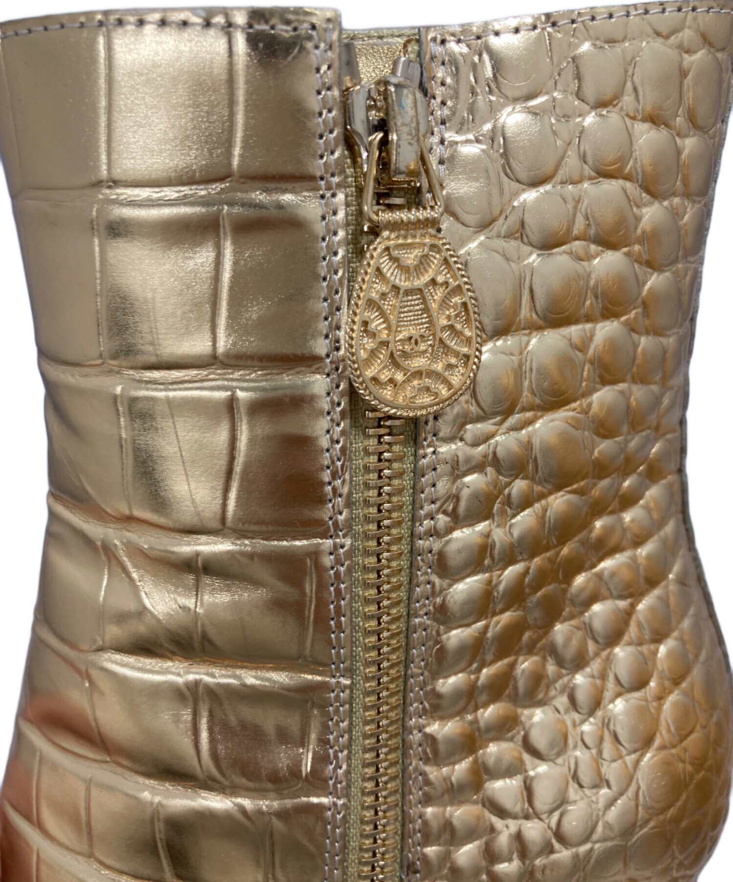 中古・古着通販】CHANEL (シャネル) アンクル ブーツ ゴールド サイズ