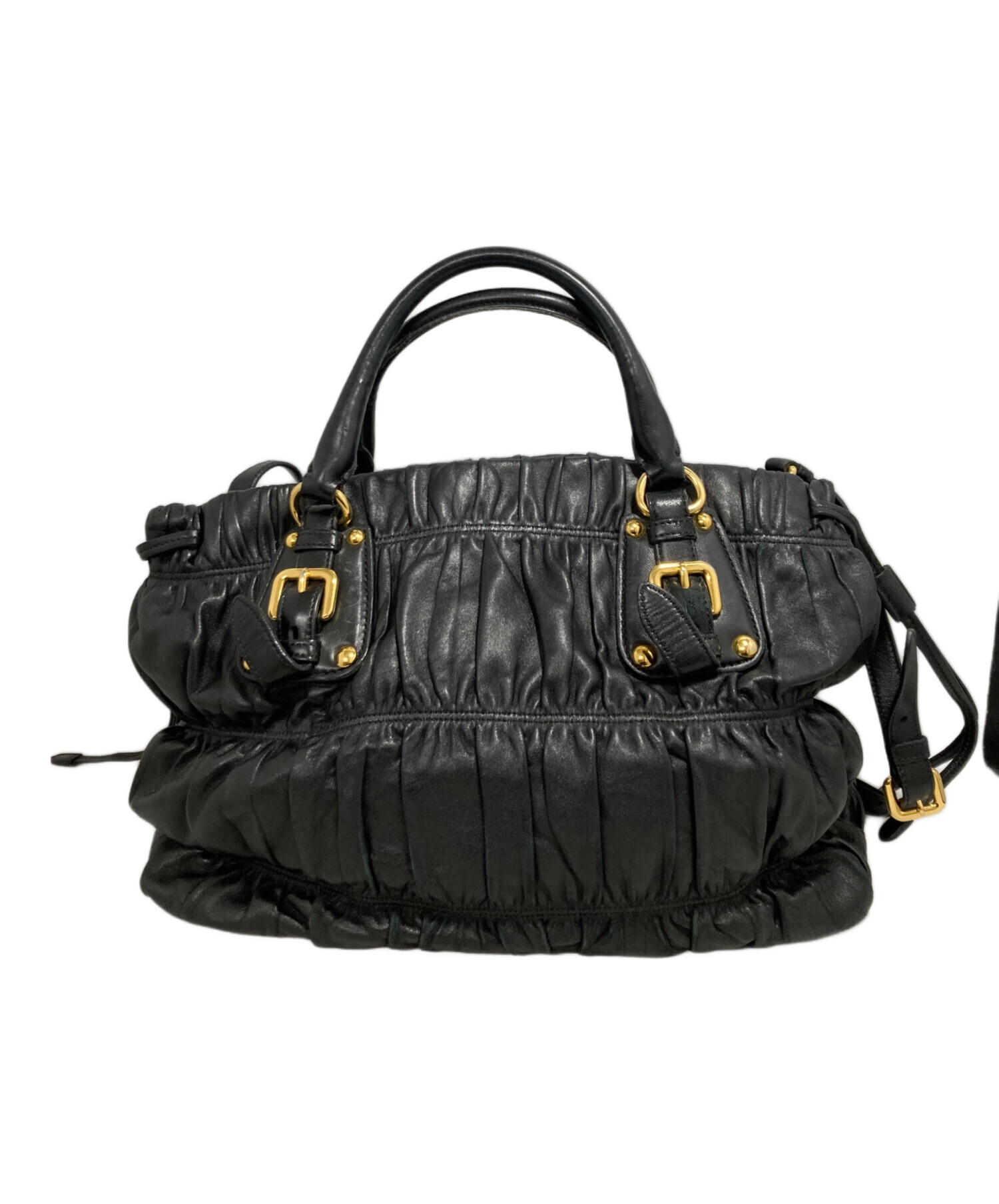 中古・古着通販】PRADA (プラダ) nappa gaufreハンドバッグ ブラック