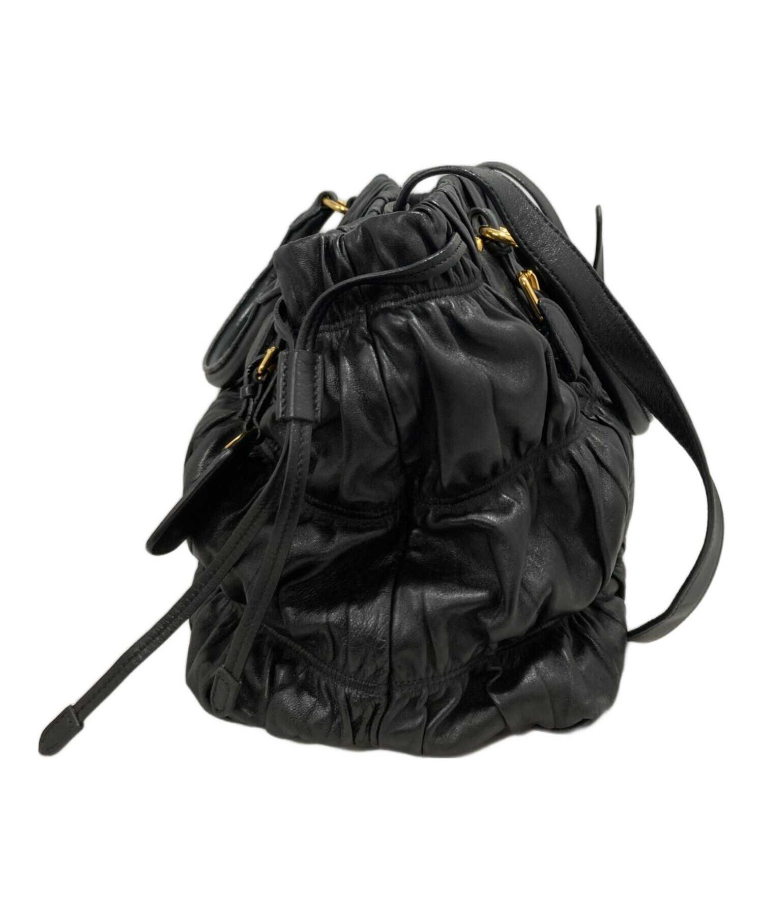 中古・古着通販】PRADA (プラダ) nappa gaufreハンドバッグ ブラック 