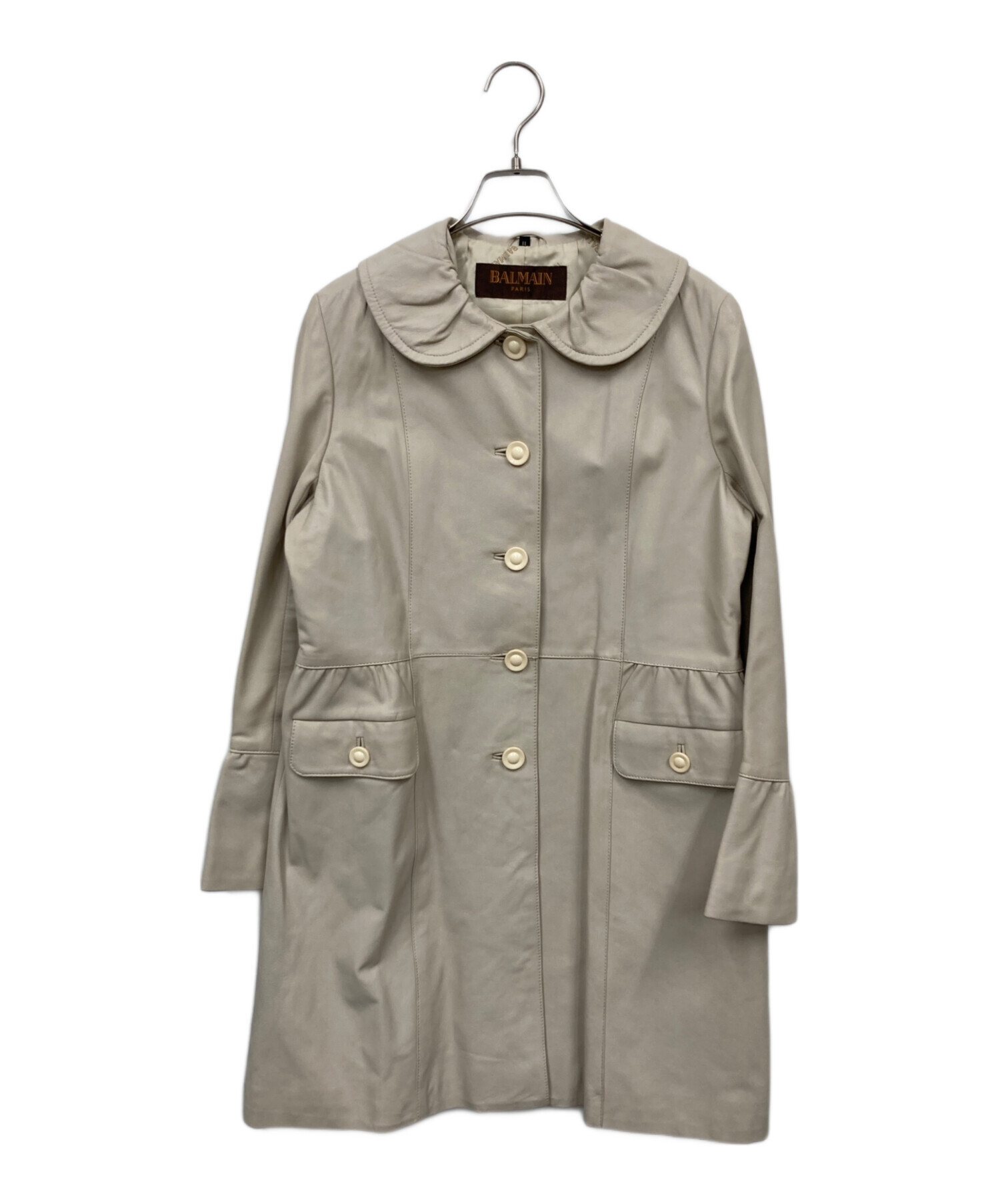 中古・古着通販】BALMAIN (バルマン) レザーコート ベージュ 中古・古着通販】BALMAIN (バルマン) レザーコート ベージュ