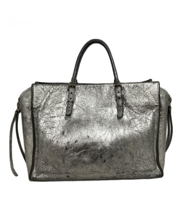 ✨美品✨　BALENCIAGAバレンシアガ　ハンドバッグ　ラメ　シルバー 中古・古着通販】BALENCIAGA (バレンシアガ) ペーパーミニ 2WAY
