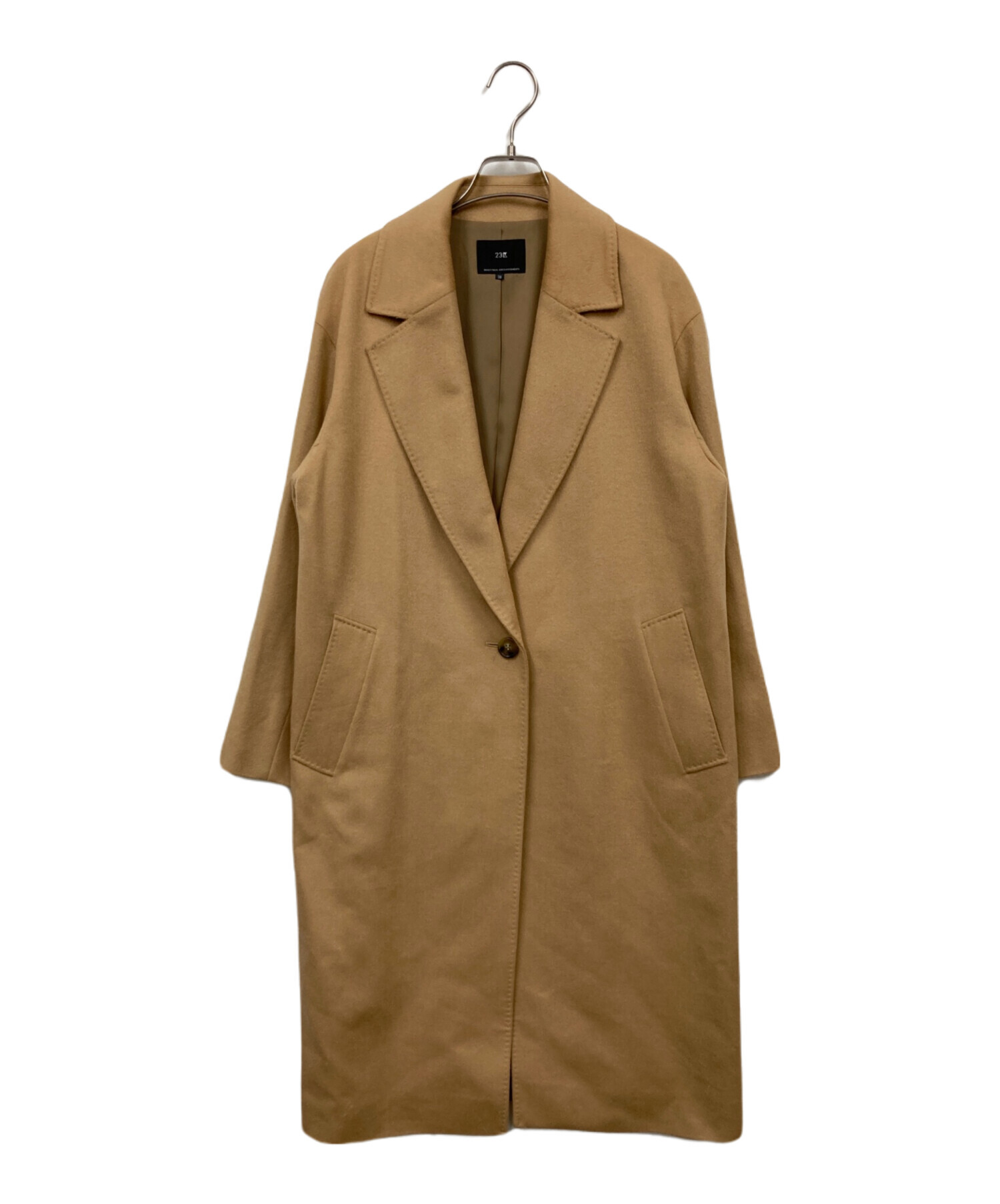 【中古】23区 キャメルベージュ チェスターコート 38 中古・古着通販】23区 (ニジュウサンク) カシミヤ混チェスターコート