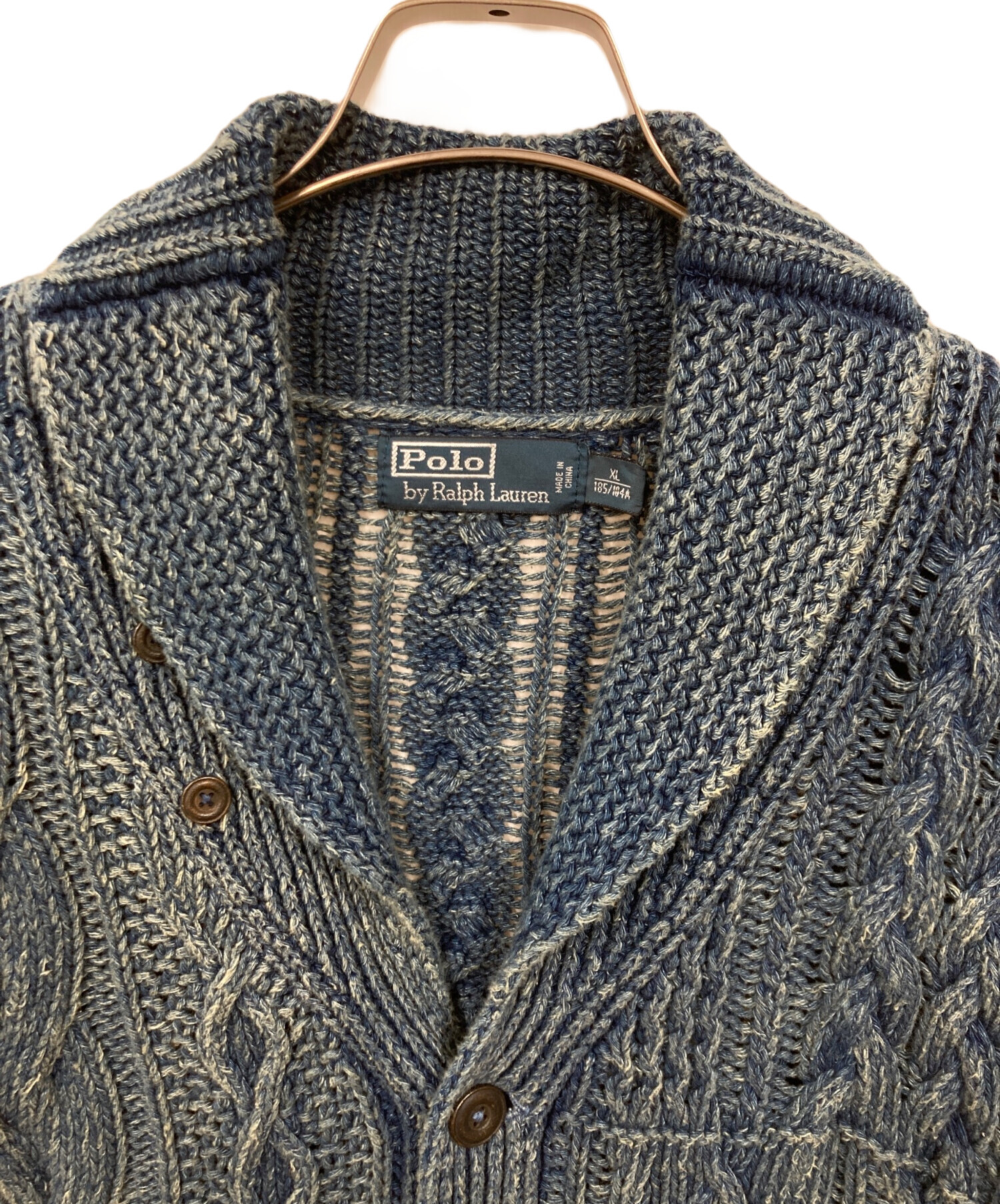 POLOラルフローレンインディゴ厚手ネイビー紺カーディガンXL肘ネイティブRRL 中古・古着通販】POLO RALPH LAUREN (ポロ・ラルフローレン