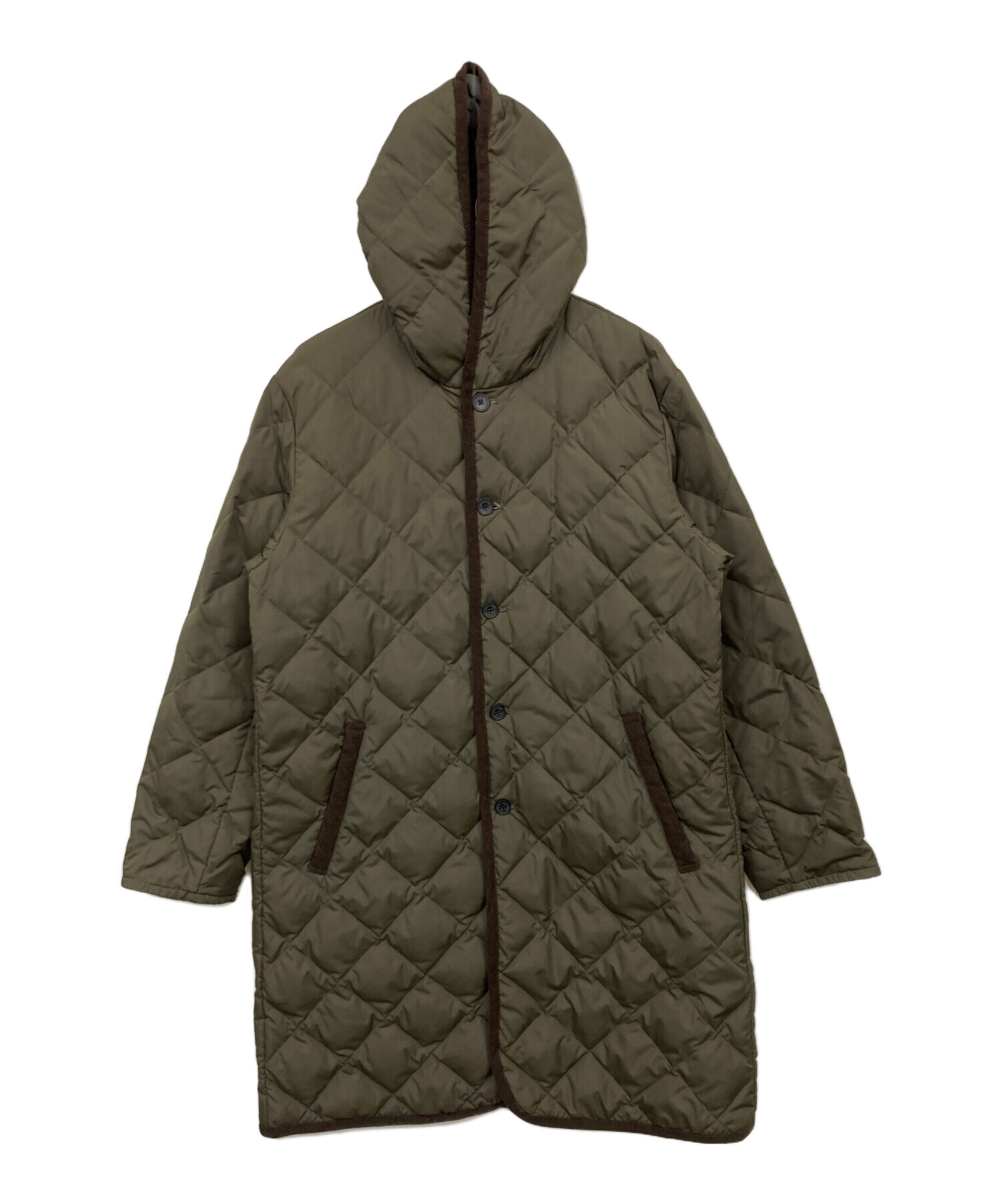 TAION ダウンコートカーキ色【タグ付き未使用品】 中古・古着通販】TAION (タイオン) パイピングダウンコート カーキ