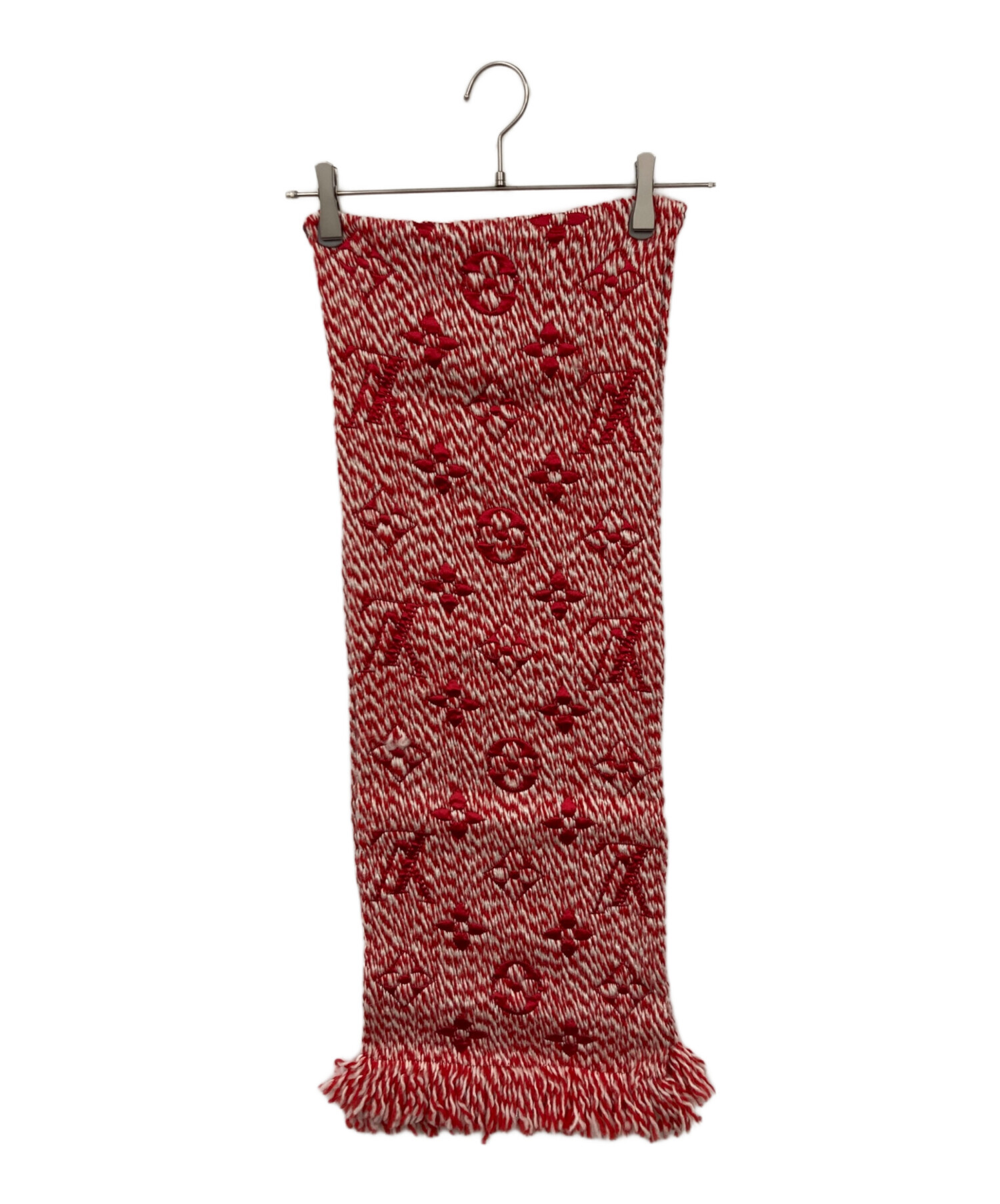 ルイ・ヴィトン ロゴ入りマフラー 赤 中古・古着通販】LOUIS VUITTON (ルイ ヴィトン) エシャルプ・ロゴ