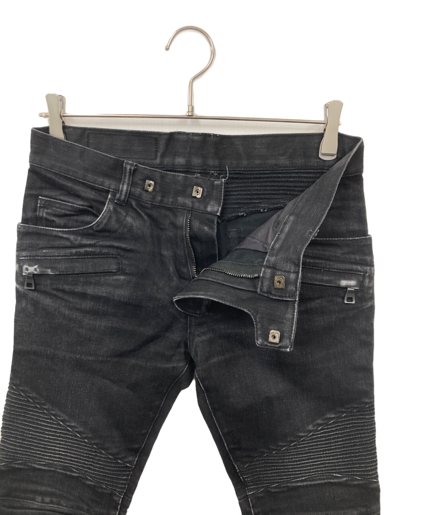 中古・古着通販】BALMAIN (バルマン) バイカーデニム ブラック サイズ