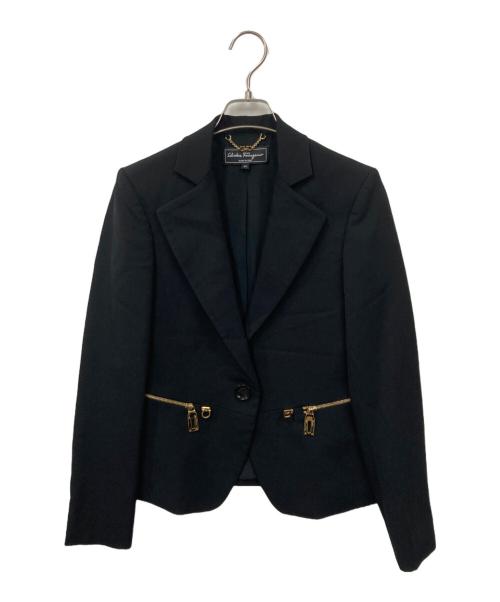 サルヴァトーレフェラガモ　テーラードジャケット　ガンチーニ　ネイビー 2025年最新】Salvatore Ferragamo レディース テーラードジャケットの