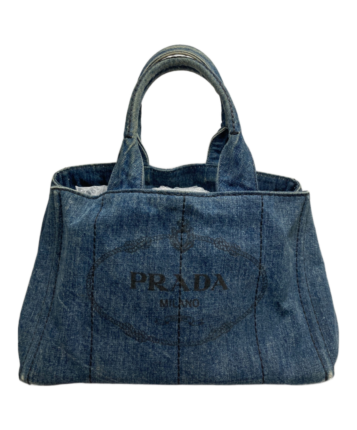 PRADA プラダ　デニムバッグ　ハンドバッグ 中古・古着通販】PRADA (プラダ) カナパデニムハンドバッグ インディゴ