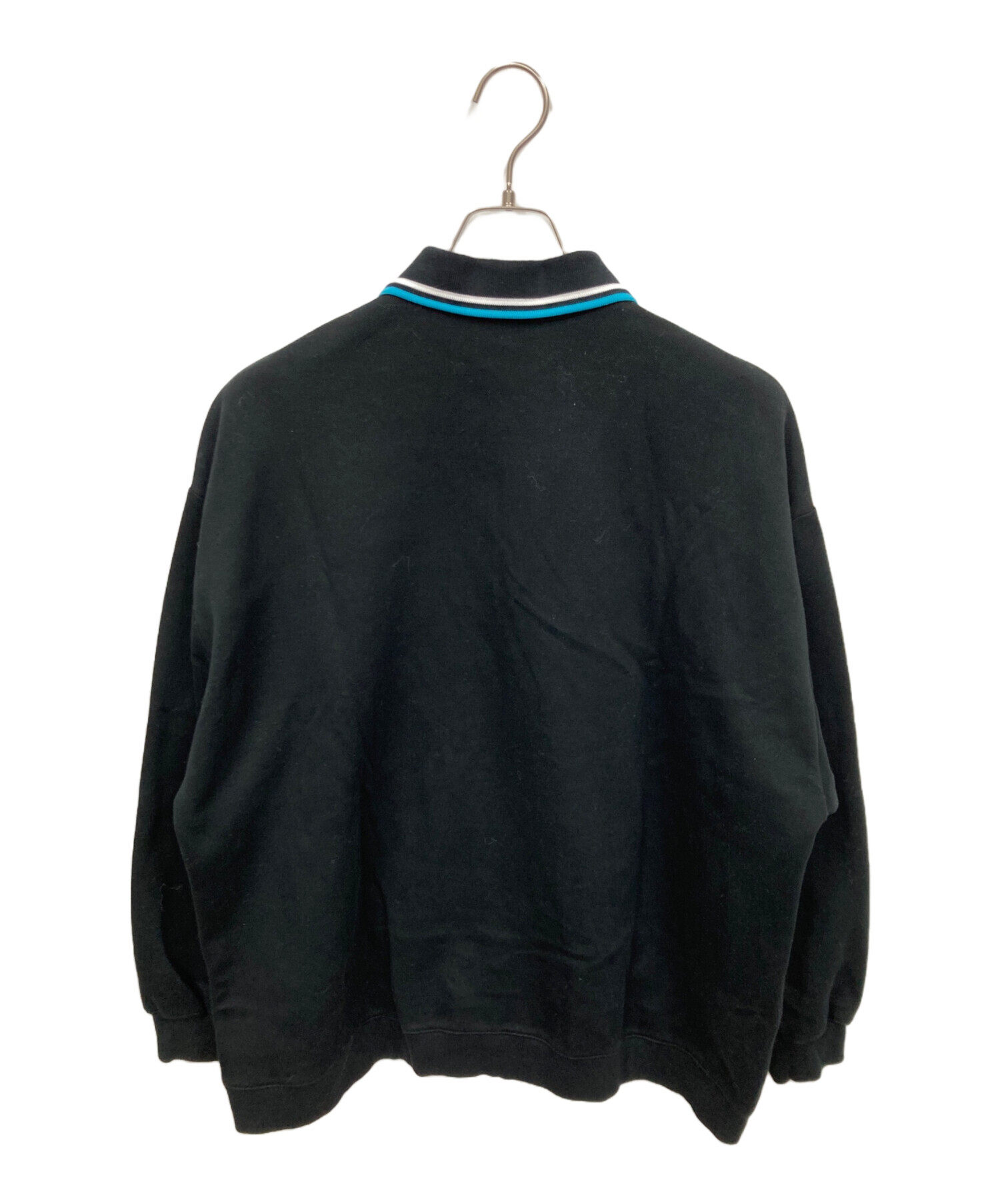 FRED PERRY 長袖ポロシャツ ブラック　水色　くすみブルー　古着 FRED PERRY 長袖ポロシャツ ブラック 水色 くすみブルー 古着 中古