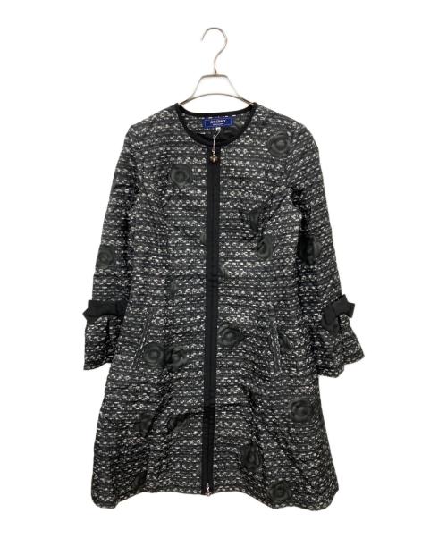 M'S GRACY カメリアポリコート Lサイズ ブラック フレア 総柄 M'S GRACY カメリアポリコート Lサイズ ブラック フレア 総柄 - メルカリ