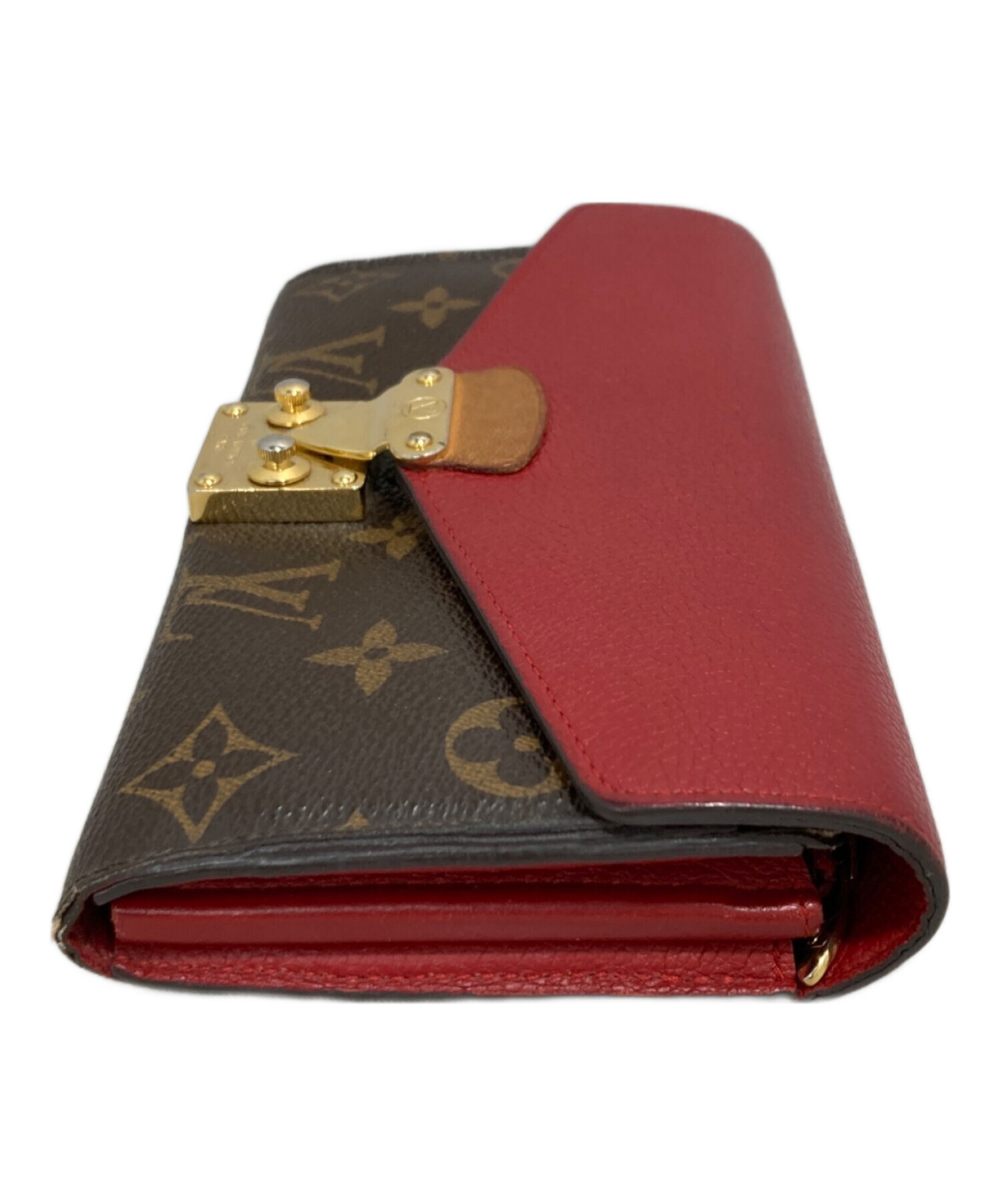 ルイヴィトンLOUIS VUITTON ポルトフォイユ・パラス ブラウン レッド 中古・古着通販】LOUIS VUITTON (ルイ ヴィトン) ポルトフォイユ