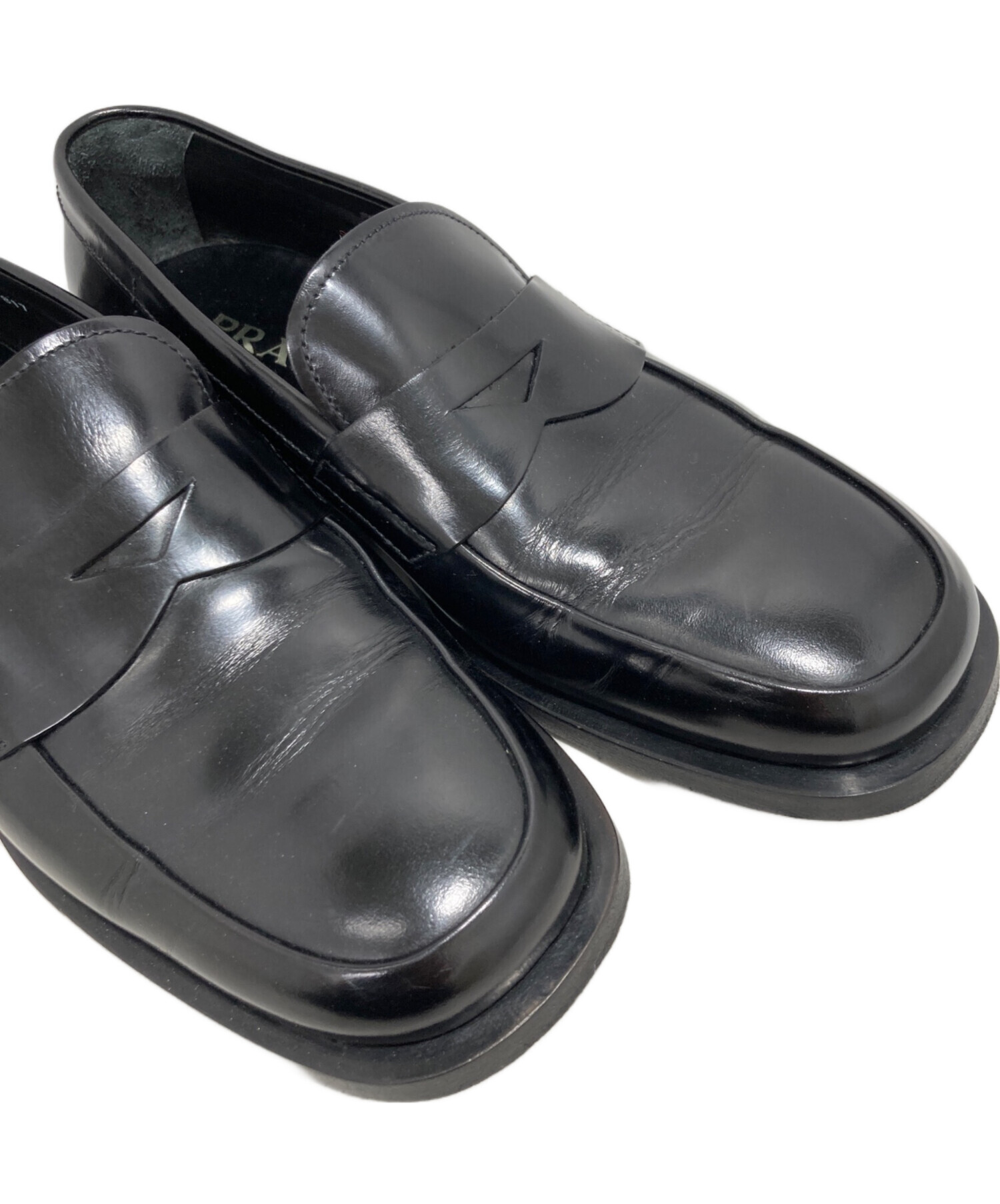 未使用に近い　PRADA ローファー 中古・古着通販】PRADA (プラダ) ローファー ブラック サイズ:6 1/2