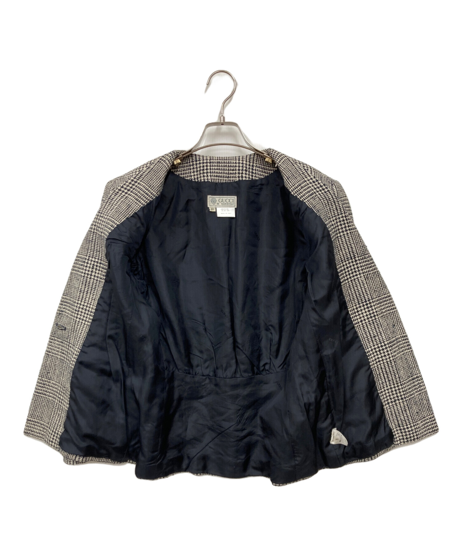 GUCCI ノーカラージャケット 40 中古・古着通販】GUCCI (グッチ) ノーカラージャケット グレー サイズ