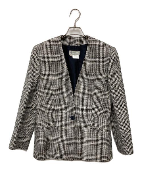 GUCCIジャケットサイズ40 中古・古着通販】GUCCI (グッチ) ノーカラージャケット グレー サイズ