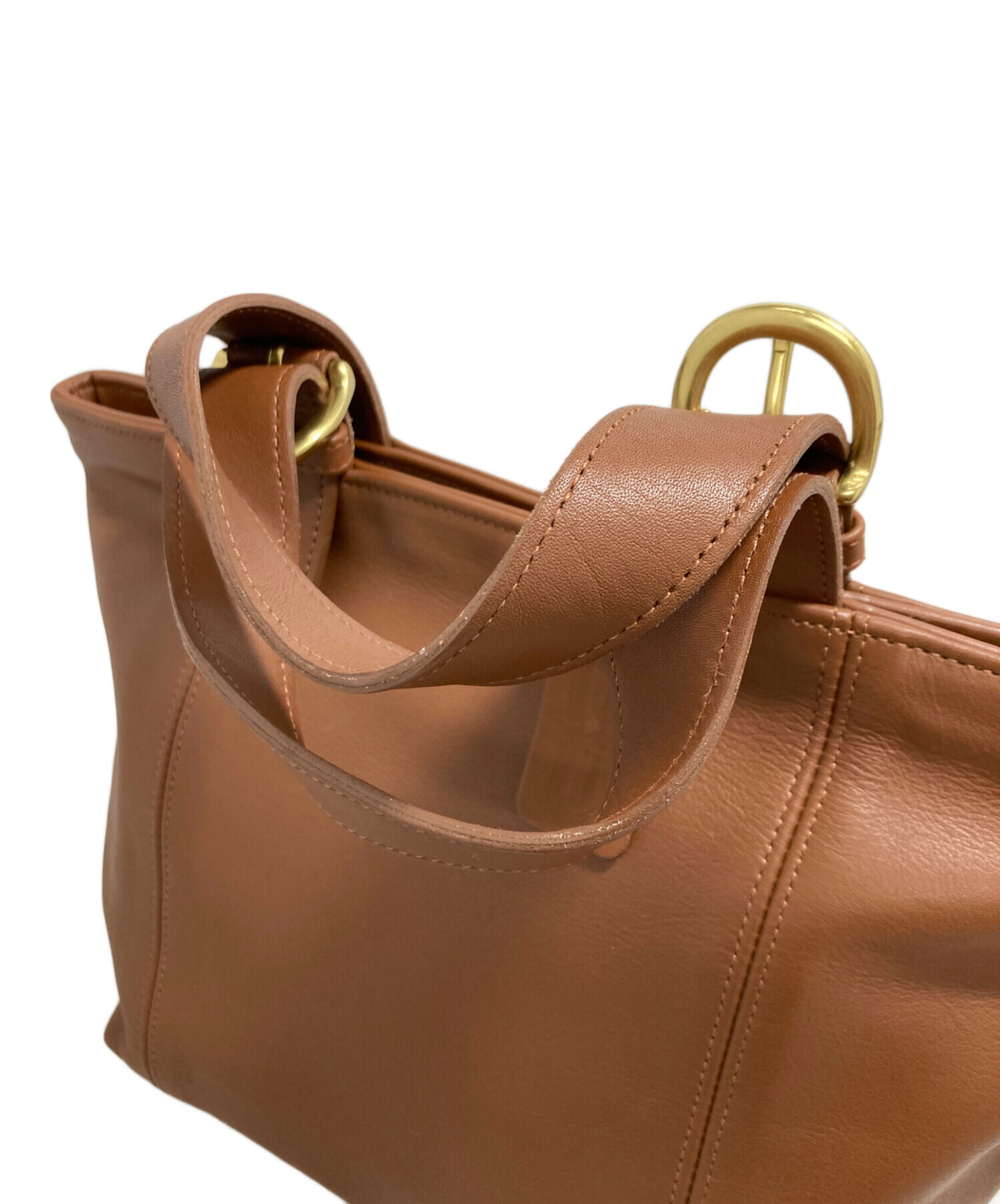 中古・古着通販】COACH (コーチ) レザーハンドバッグ ブラウン