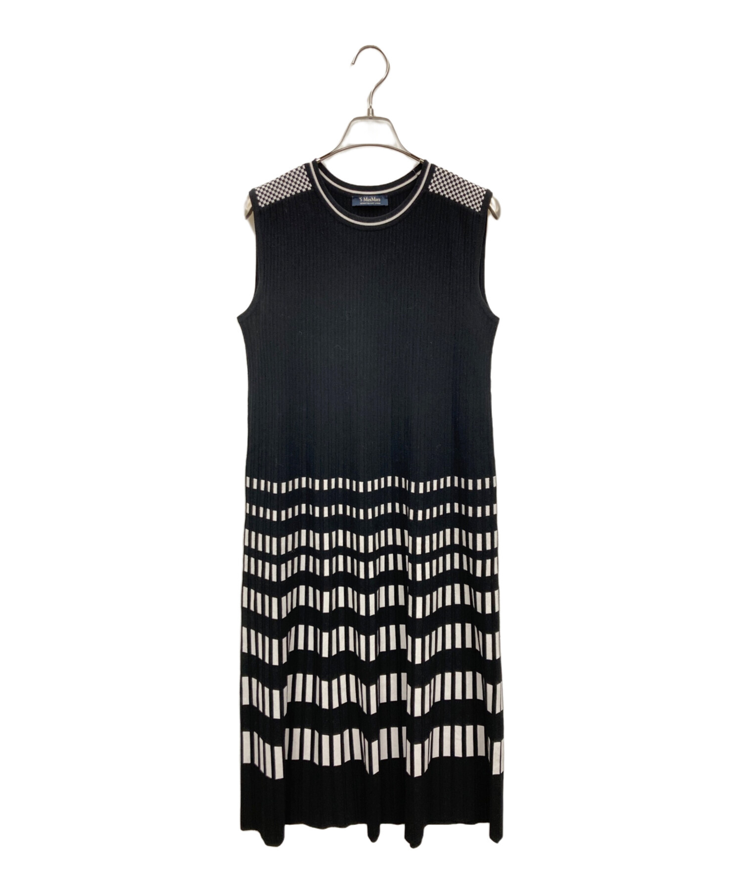 LA7582 エスマックスマーラ レイヤード ノースリーブワンピース 黒 S 中古・古着通販】'S Max Mara (エスマックスマーラ) ノースリーブ
