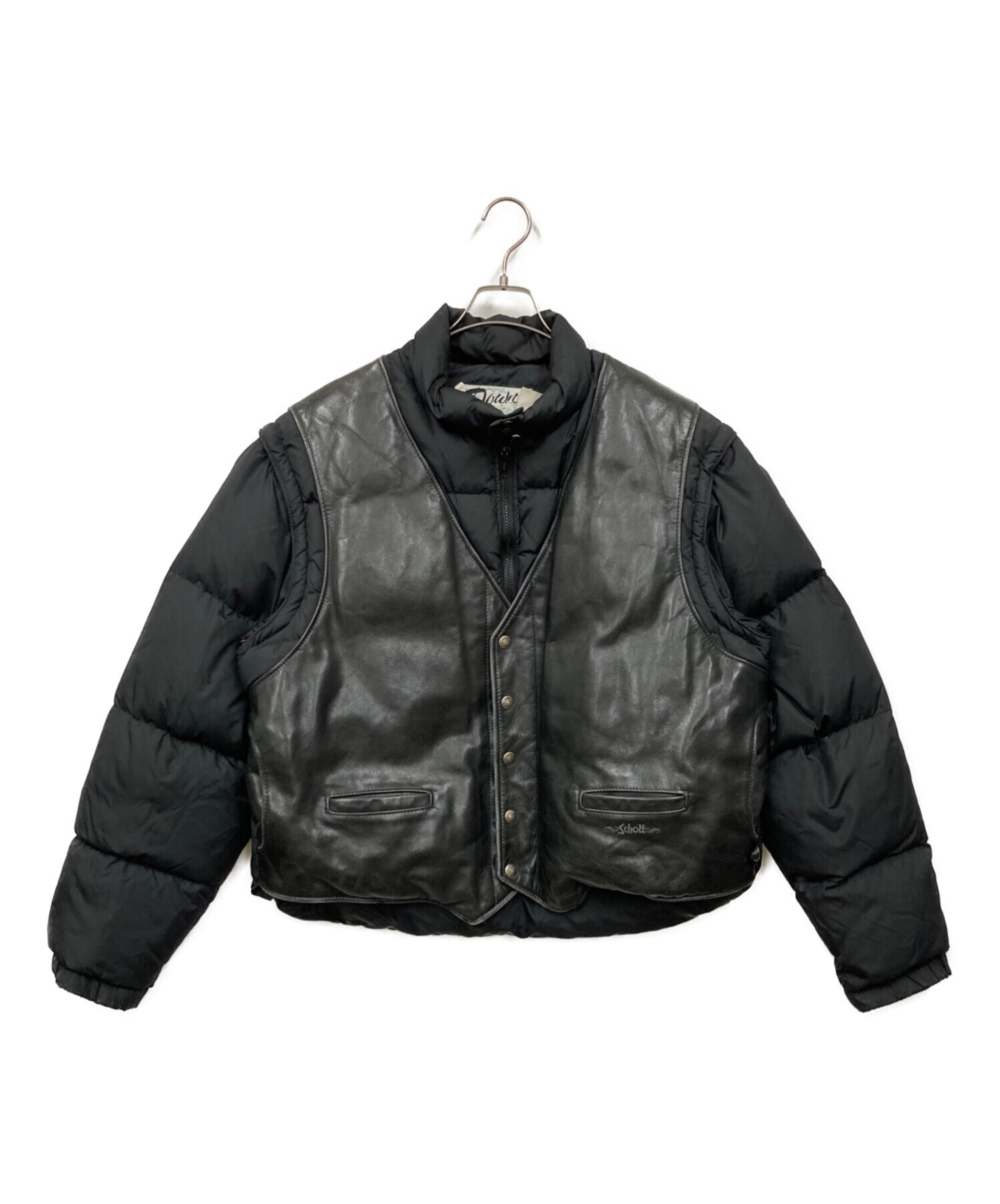 中古・古着通販】Schott (ショット) レザー切替ダウンジャケット
