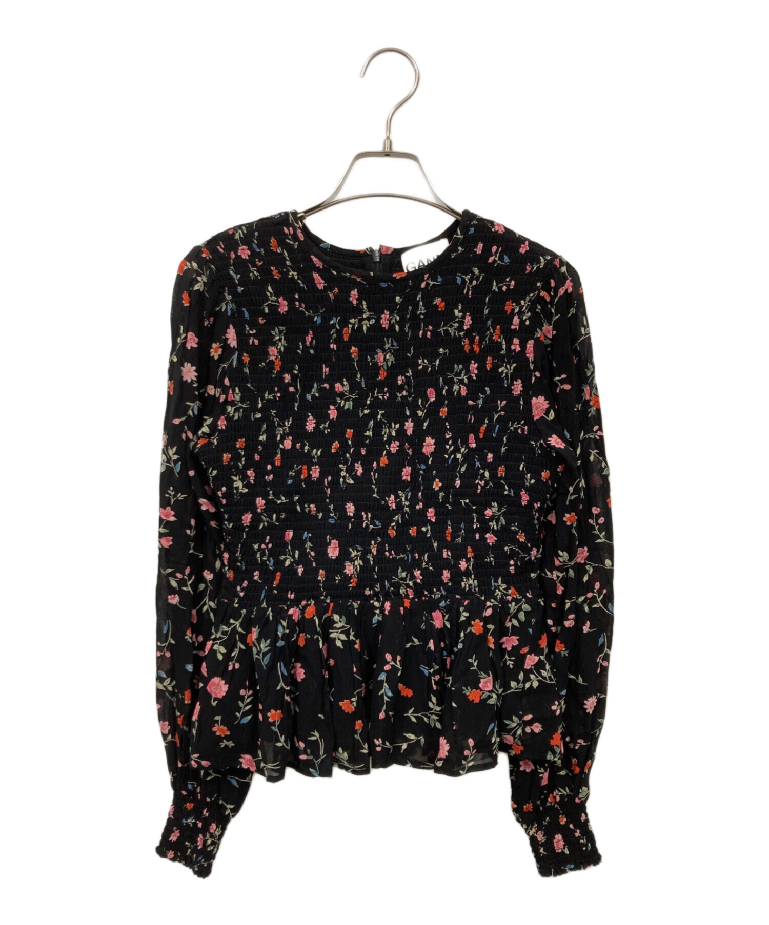 GANNI ガニー 花柄シアーブラウス 42 L ～XL 相当　未使用に近い 中古・古着通販】Ganni (ガニー) 花柄ブラウス ブラック サイズ:34