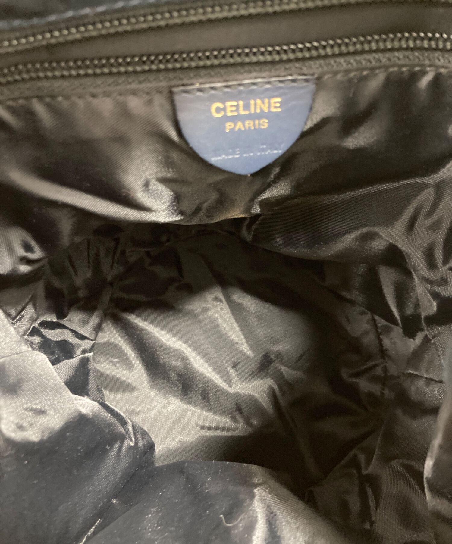 中古・古着通販】CELINE (セリーヌ) 巾着ショルダーバッグ ネイビー 