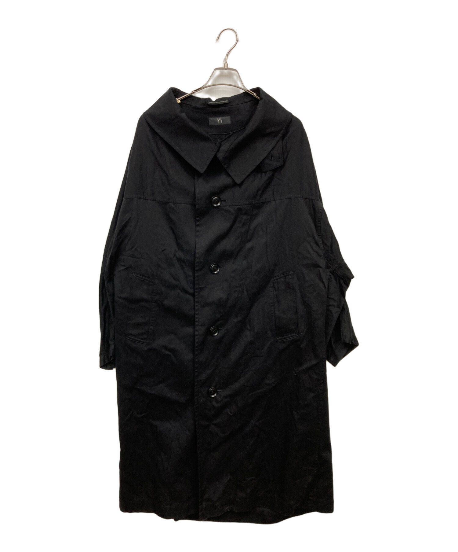 Y's ワイズ　リバーシブルコート　黒 WOOL VIYELLA REVERSIBLE STOLE D COAT(XS Black): Vintage｜Special