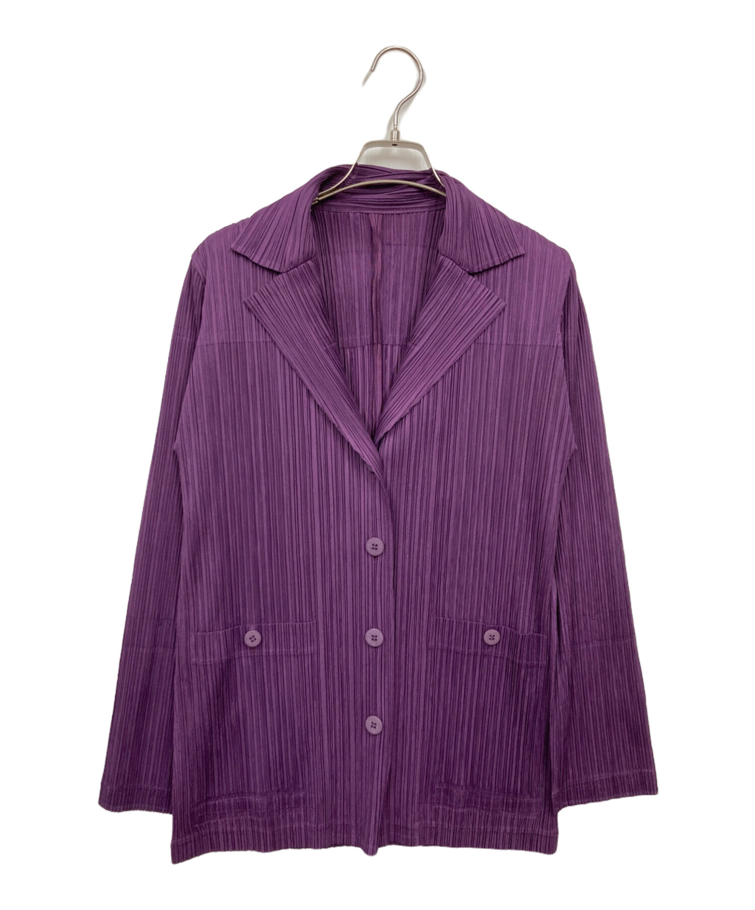 PLEATS PLEASE　テーラードジャケット　パープル　３ 中古・古着通販】PLEATS PLEASE (プリーツプリーズ) シャツ パープル