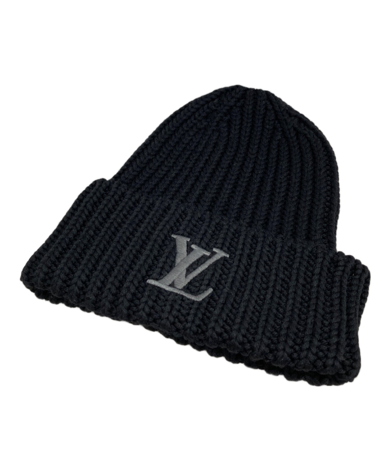【美品】【箱あり】Louis Vuitton ブラック ニット帽 中古・古着通販】LOUIS VUITTON (ルイ ヴィトン) ニット帽 ブラック