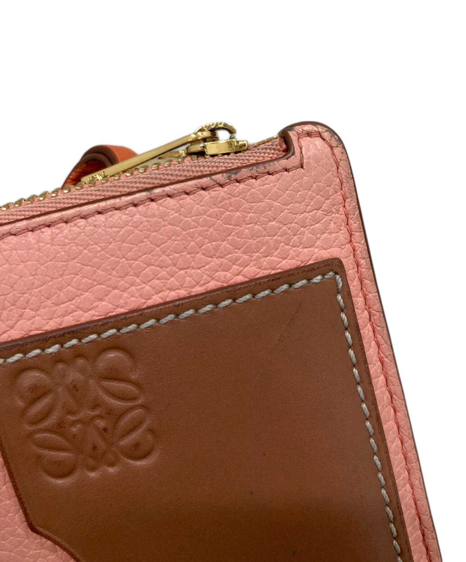 古着 通販 ロエベ ピンク 財布 中古 ロエベ 長財布ラウンドファスナー