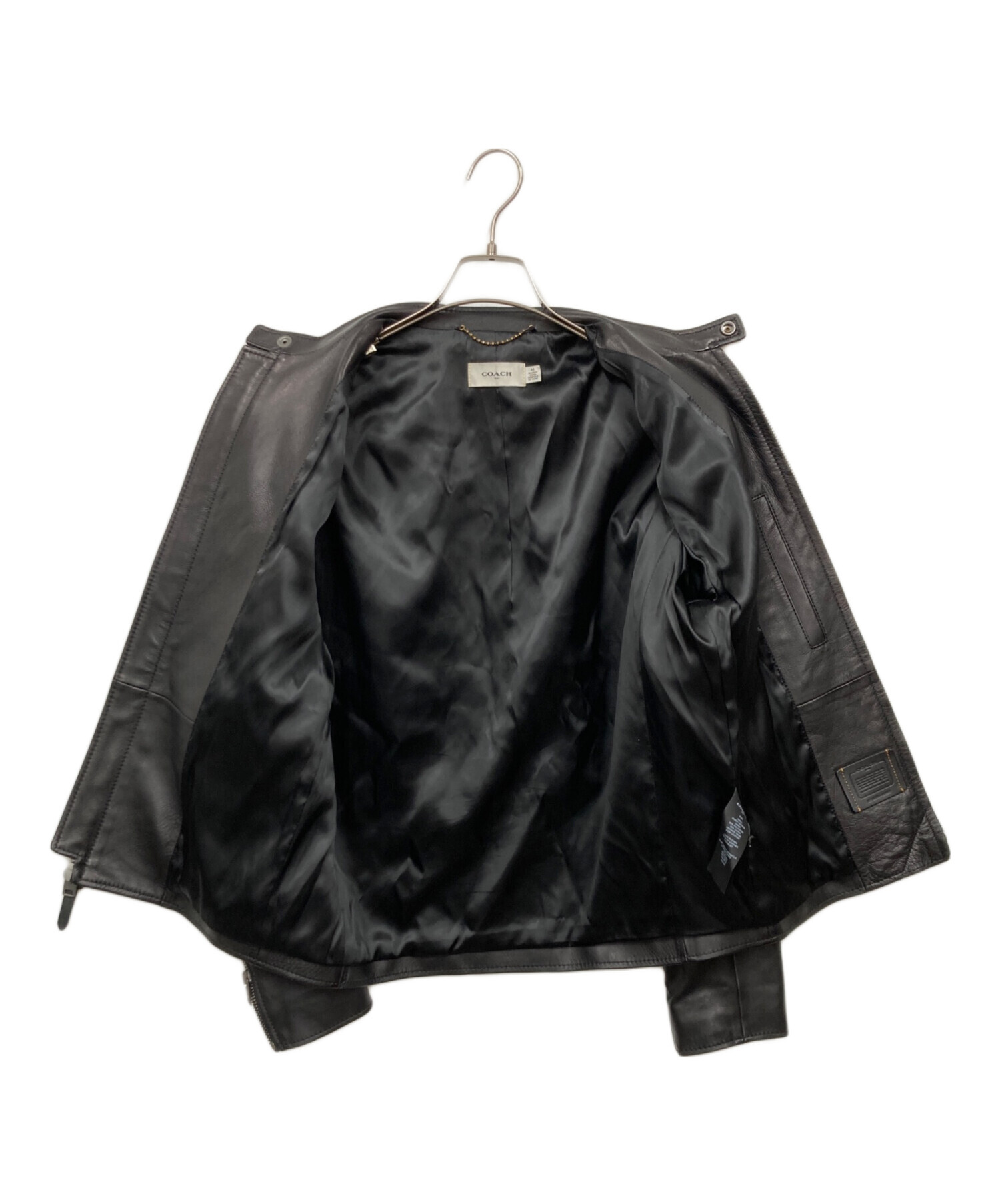 中古・古着通販】COACH (コーチ) レザー レーサー ジャケット ブラック