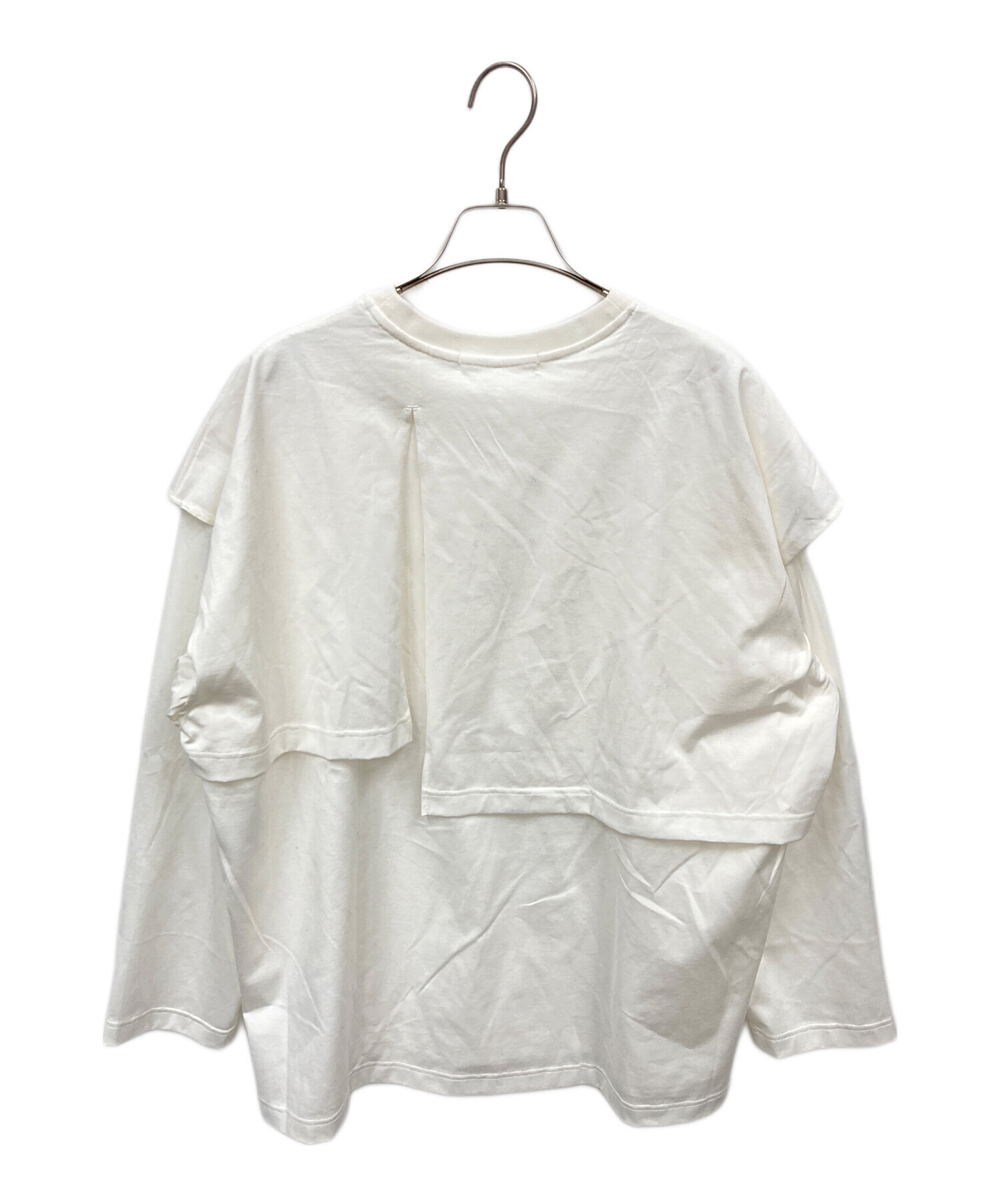 中古・古着通販】LOHEN (ローヘン) LAYERED SLIT-T-SHIRT ホワイト 中古・古着通販】LOHEN (ローヘン) LAYERED SLIT-T-SHIRT ホワイト