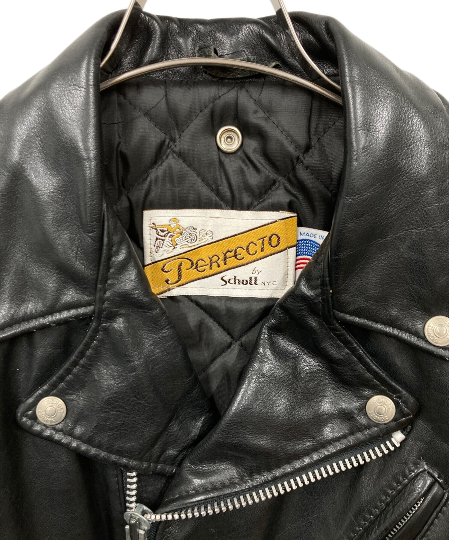 Perfecto ダブルライダースジャケット 36 ブラック 中古・古着通販】PERFECTO by Schott (パーフェクト バイ ショット