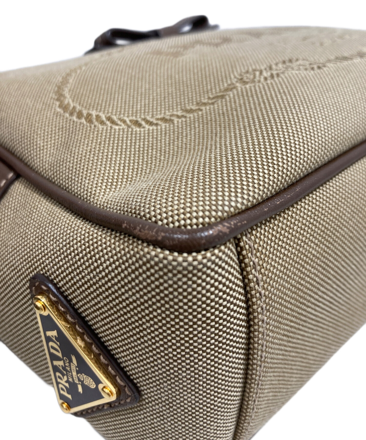 中古・古着通販】PRADA (プラダ) キャンバスショルダーバッグ ベージュ
