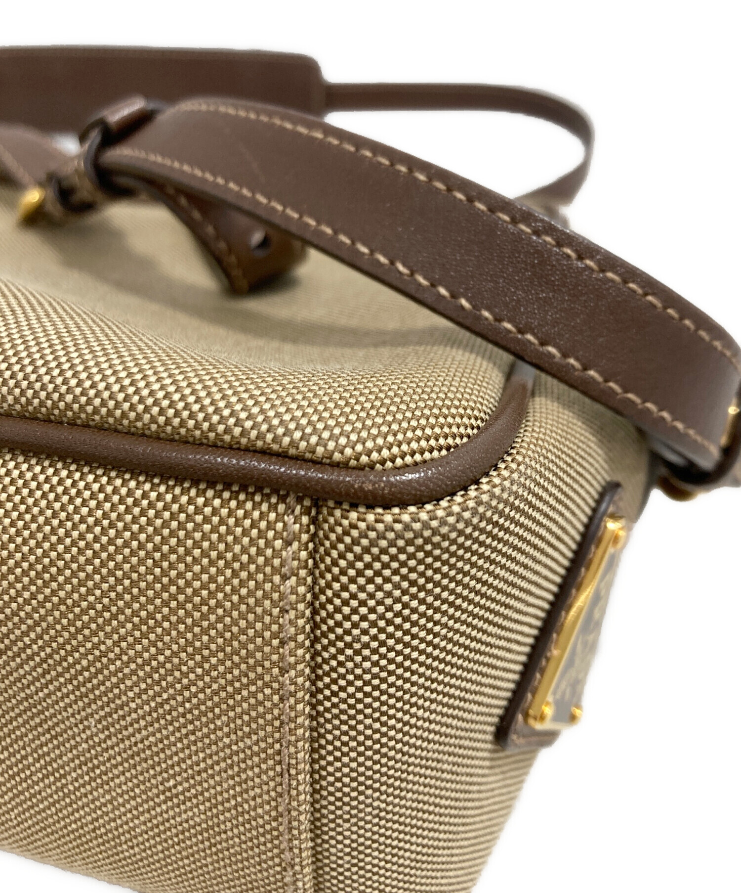【専用づかちん様】　PRADA ビジネスバッグ ベージュ ブラウン 中古・古着通販】PRADA (プラダ) キャンバスショルダーバッグ ベージュ