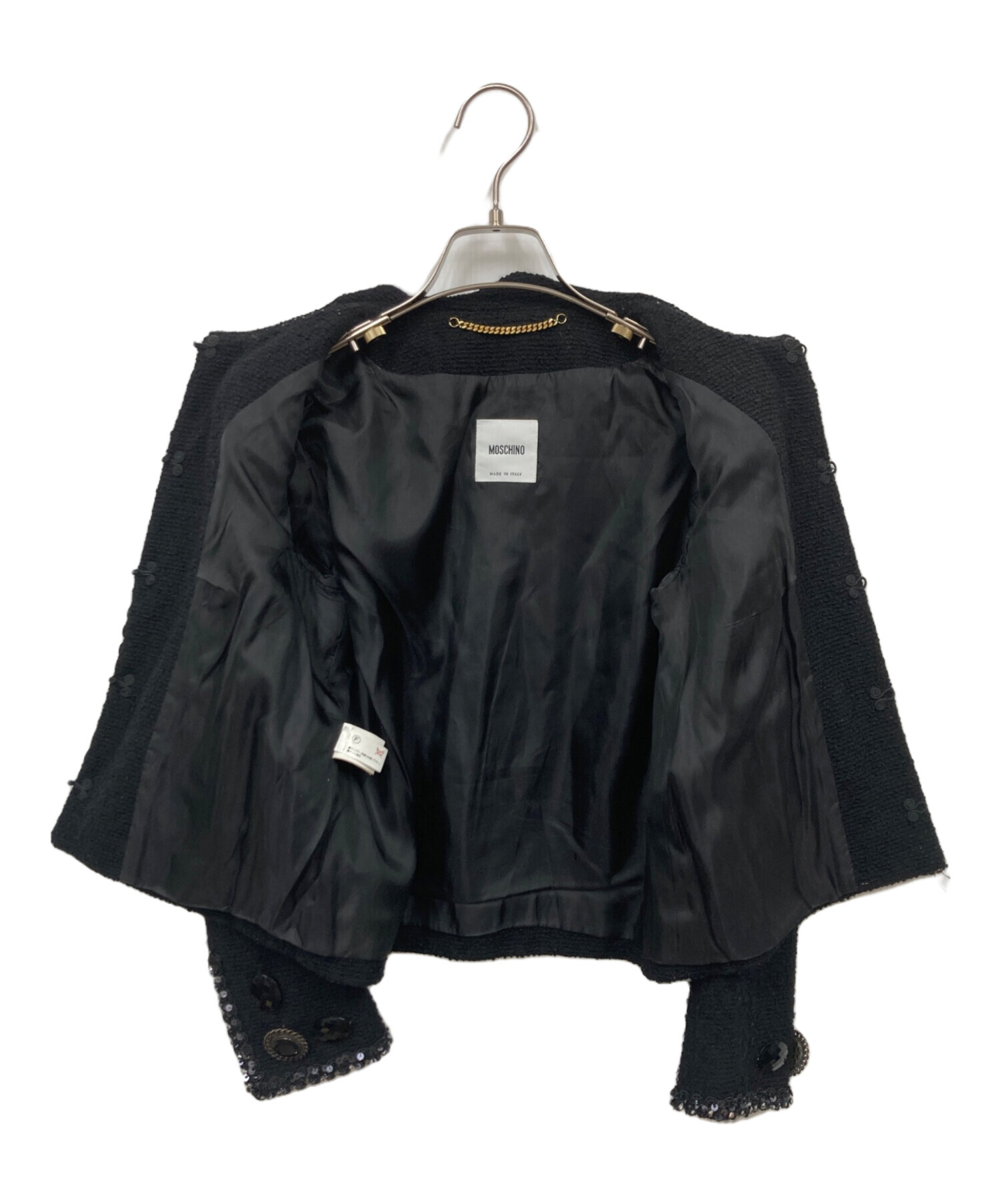 中古・古着通販】MOSCHINO (モスキ) ツイードジャケット ブラック