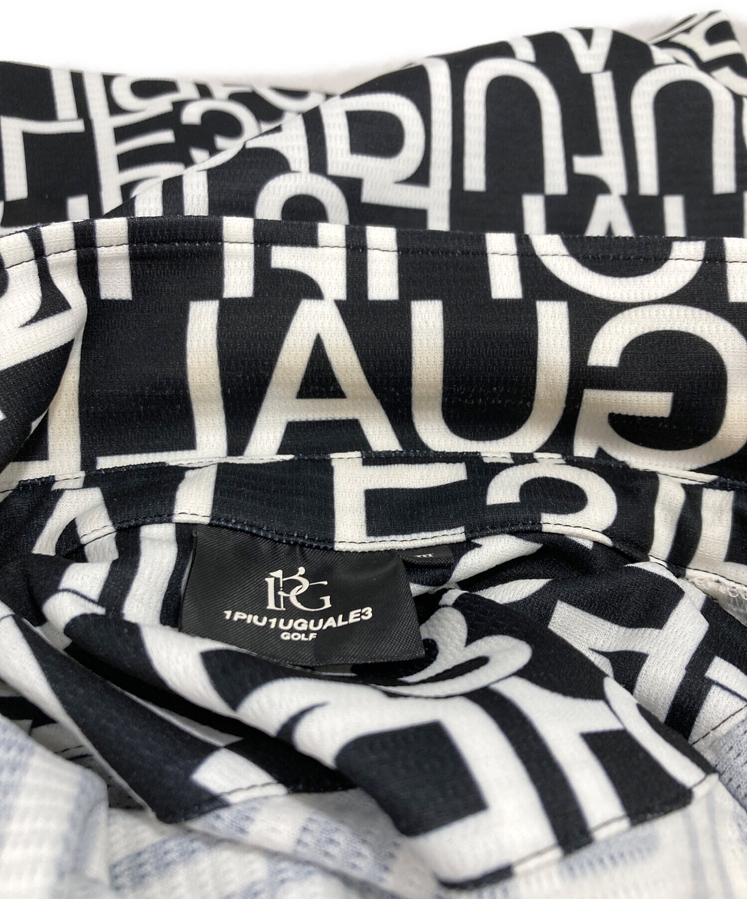 1PIU1UGUALE3 ポロシャツ ブラック/ホワイト 美品 1piu1uguale3 GOLF 近年 半袖 ポロシャツ メンズ IV ストレッチ