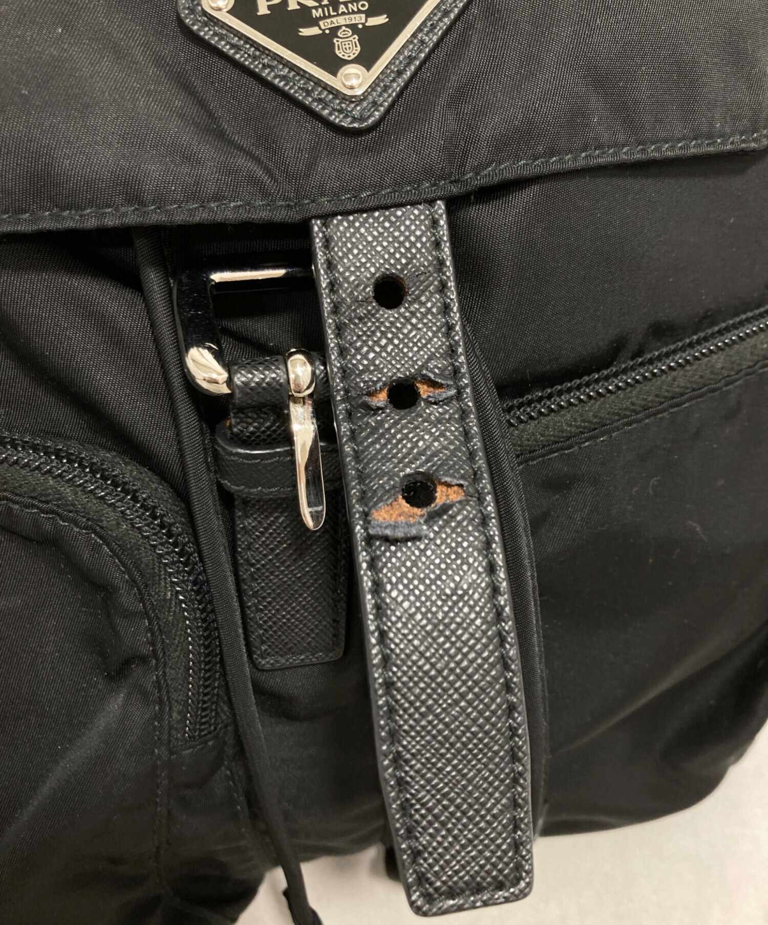 ナイロン　ブラック　リュック　バックパック　古着 中古・古着通販】PRADA (プラダ) ナイロンバックパック ブラック