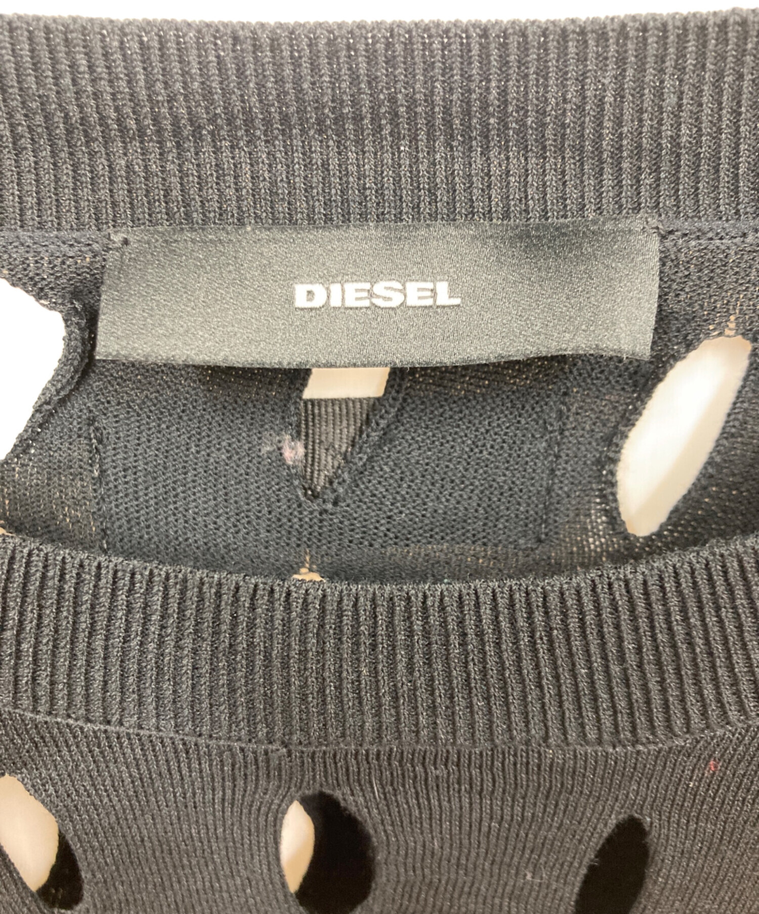 中古・古着通販】DIESEL (ディーゼル) 半袖ニット ブラック サイズ:S